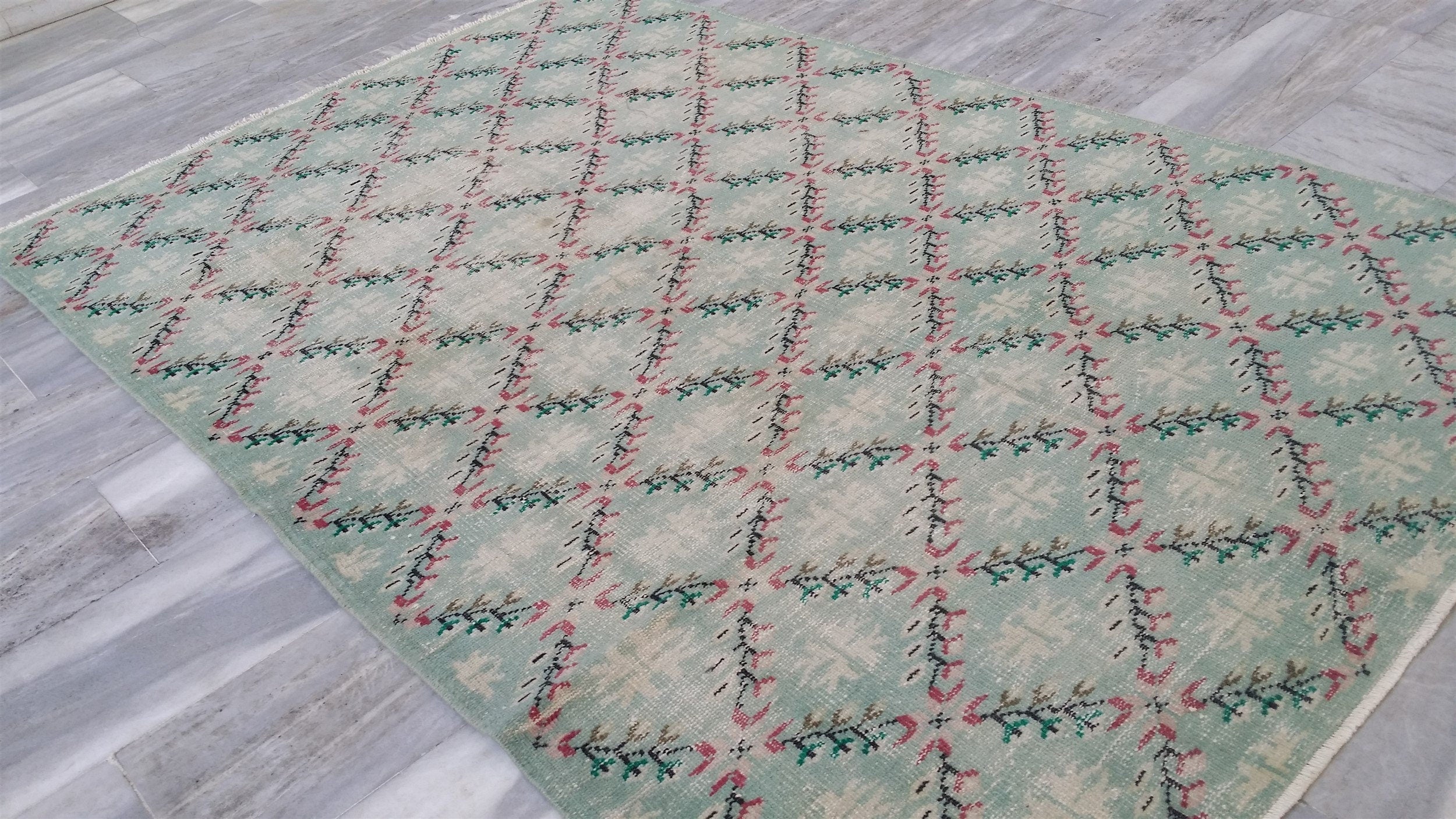 vintage Oushak Wool Large Area Rug — detail texture