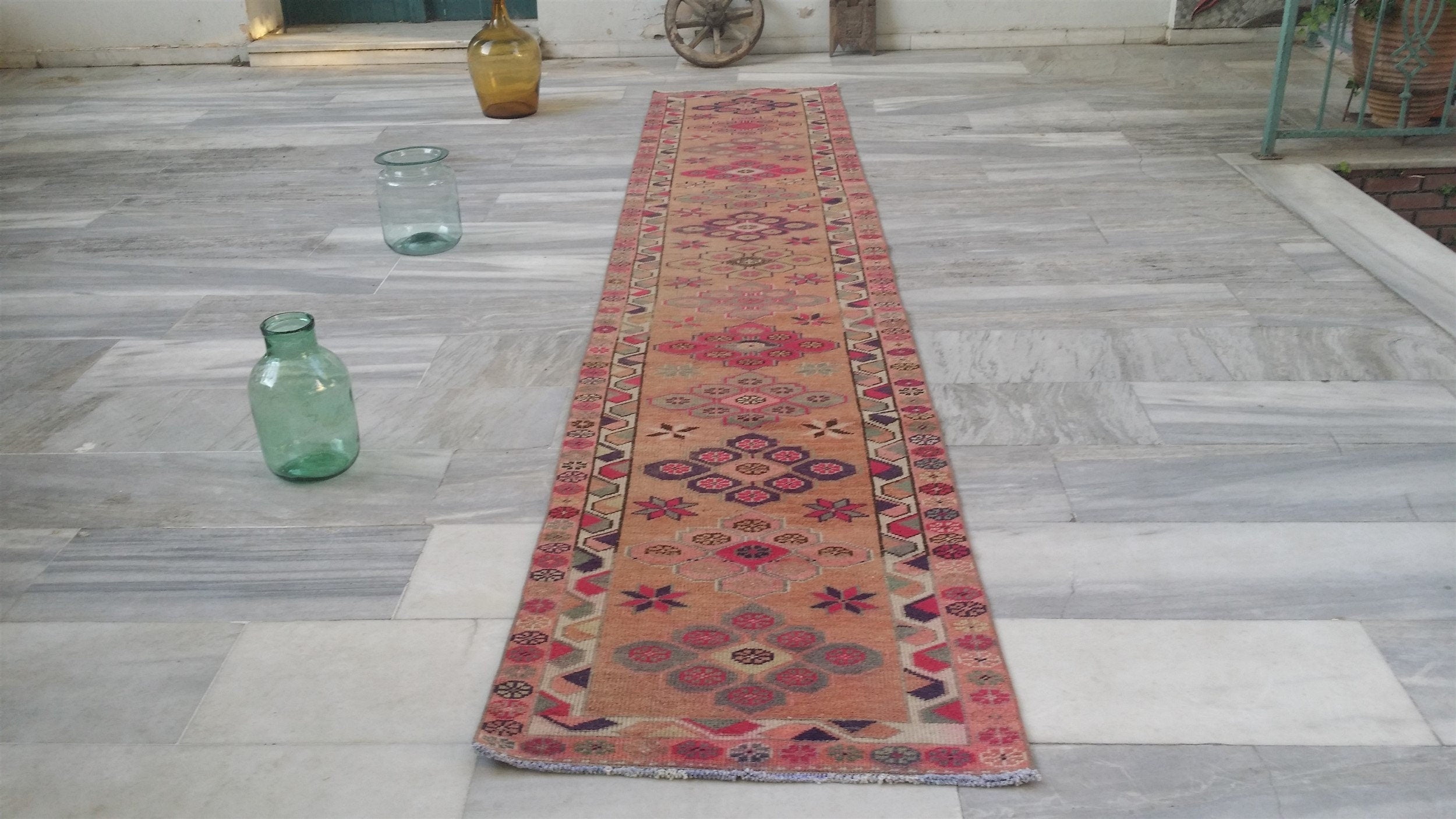vintage Anatolian Wool Runner Rug — in setting