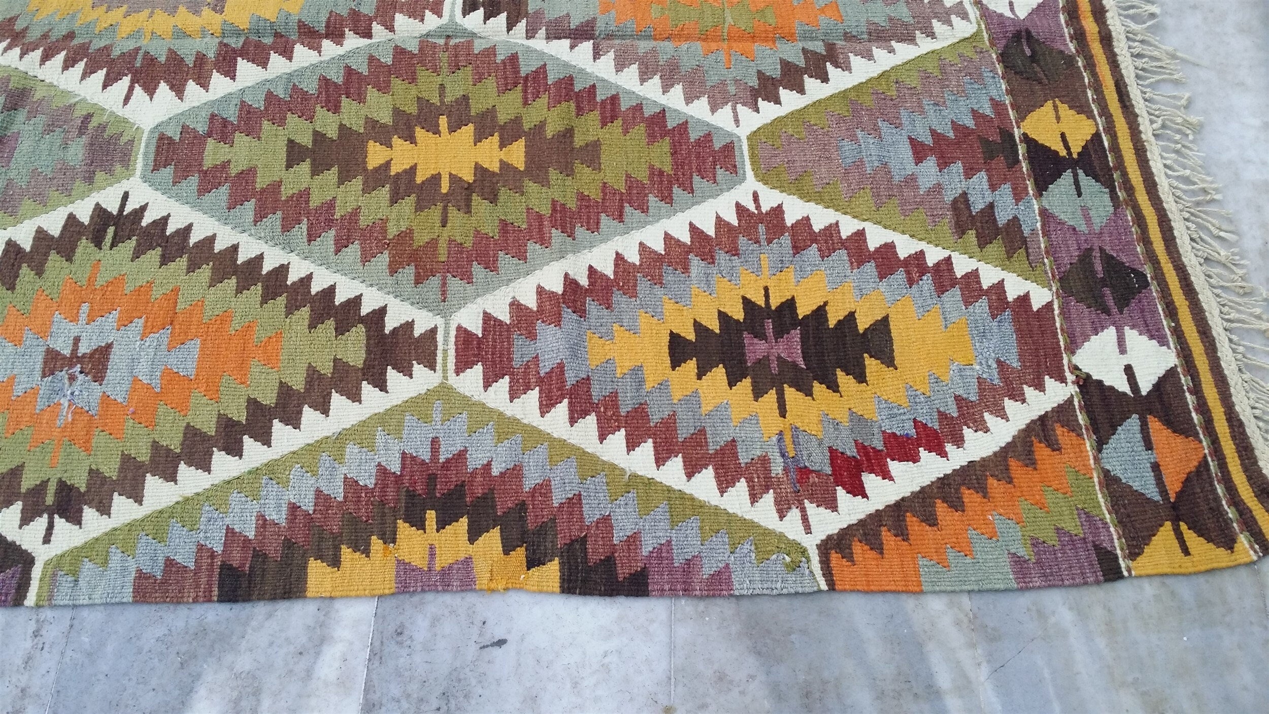 antique Anatolian Wool Runner Rug — pattern close-up