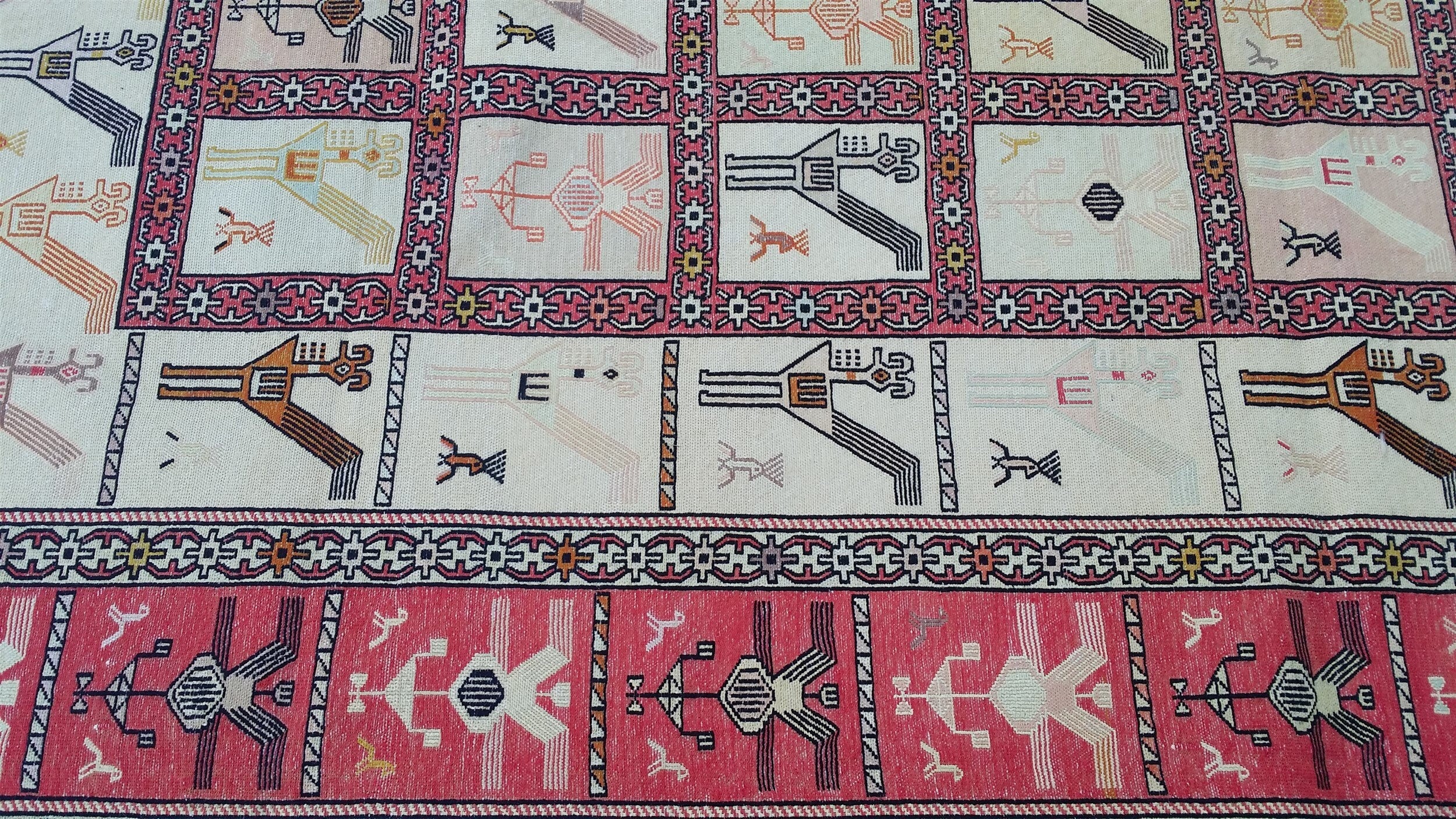vintage Soumak Silk Area Rug — corner detail