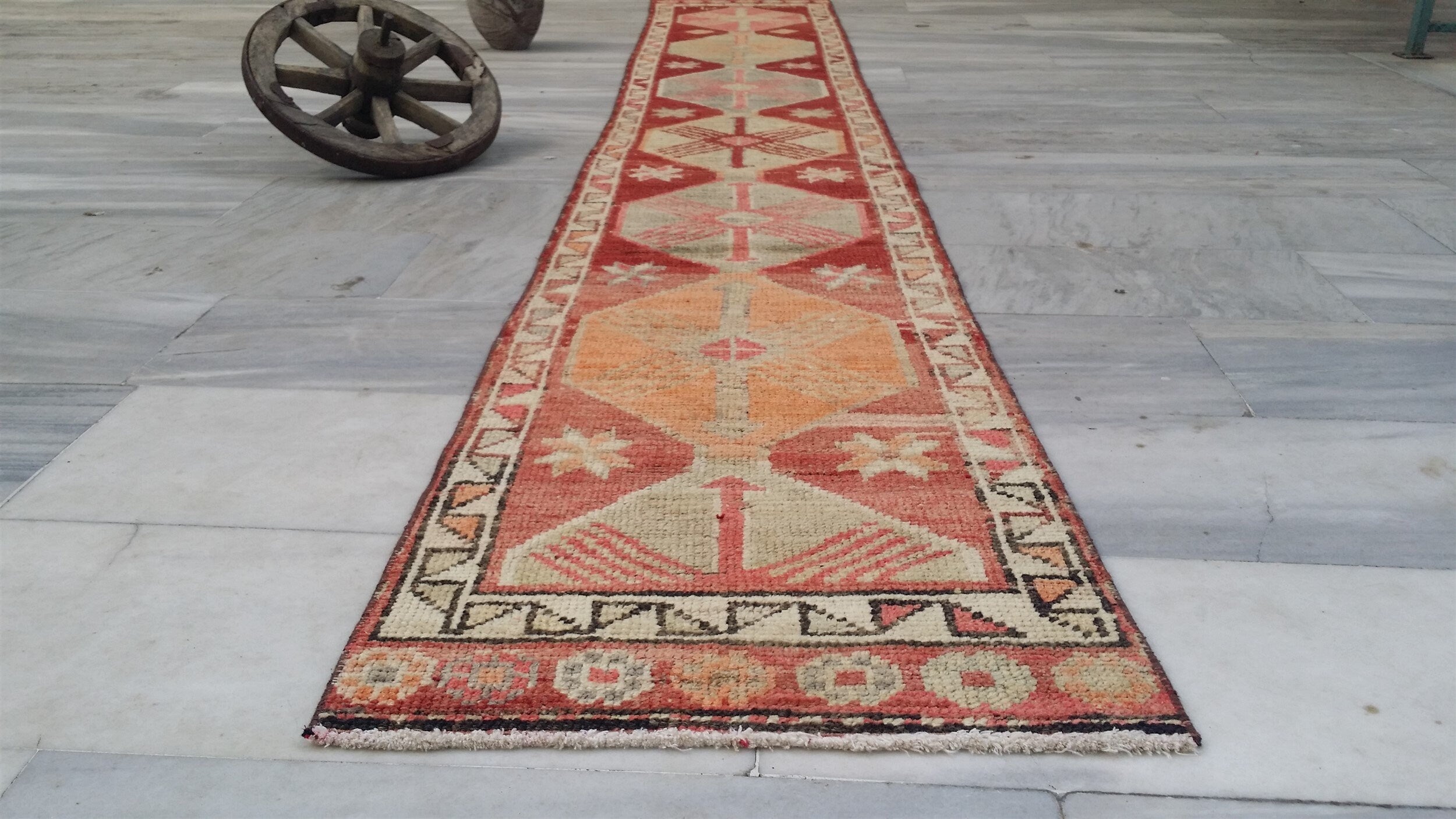 vintage Persian Wool Runner Rug — back view