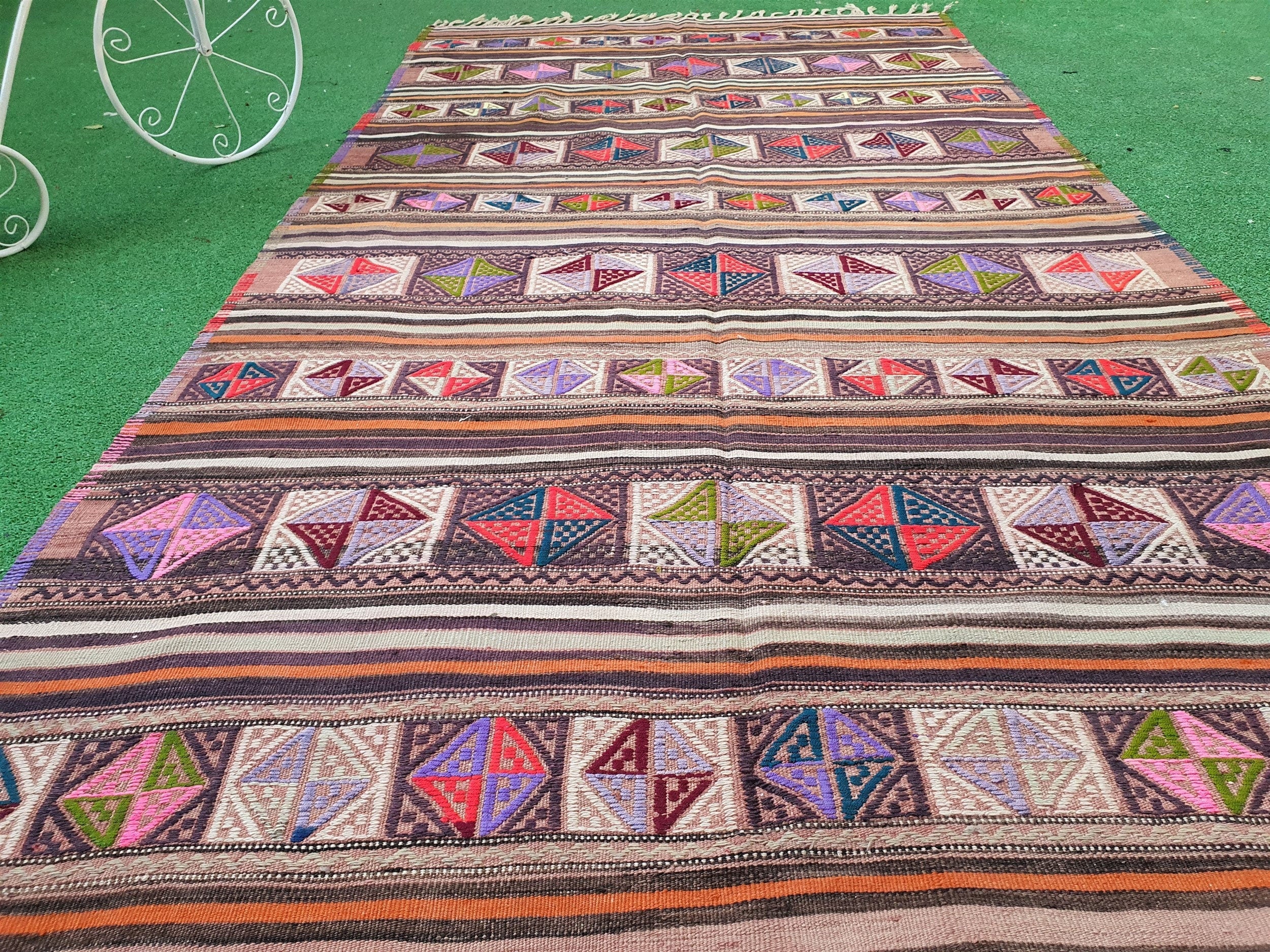 vintage Kilim Wool Area Rug — detail texture