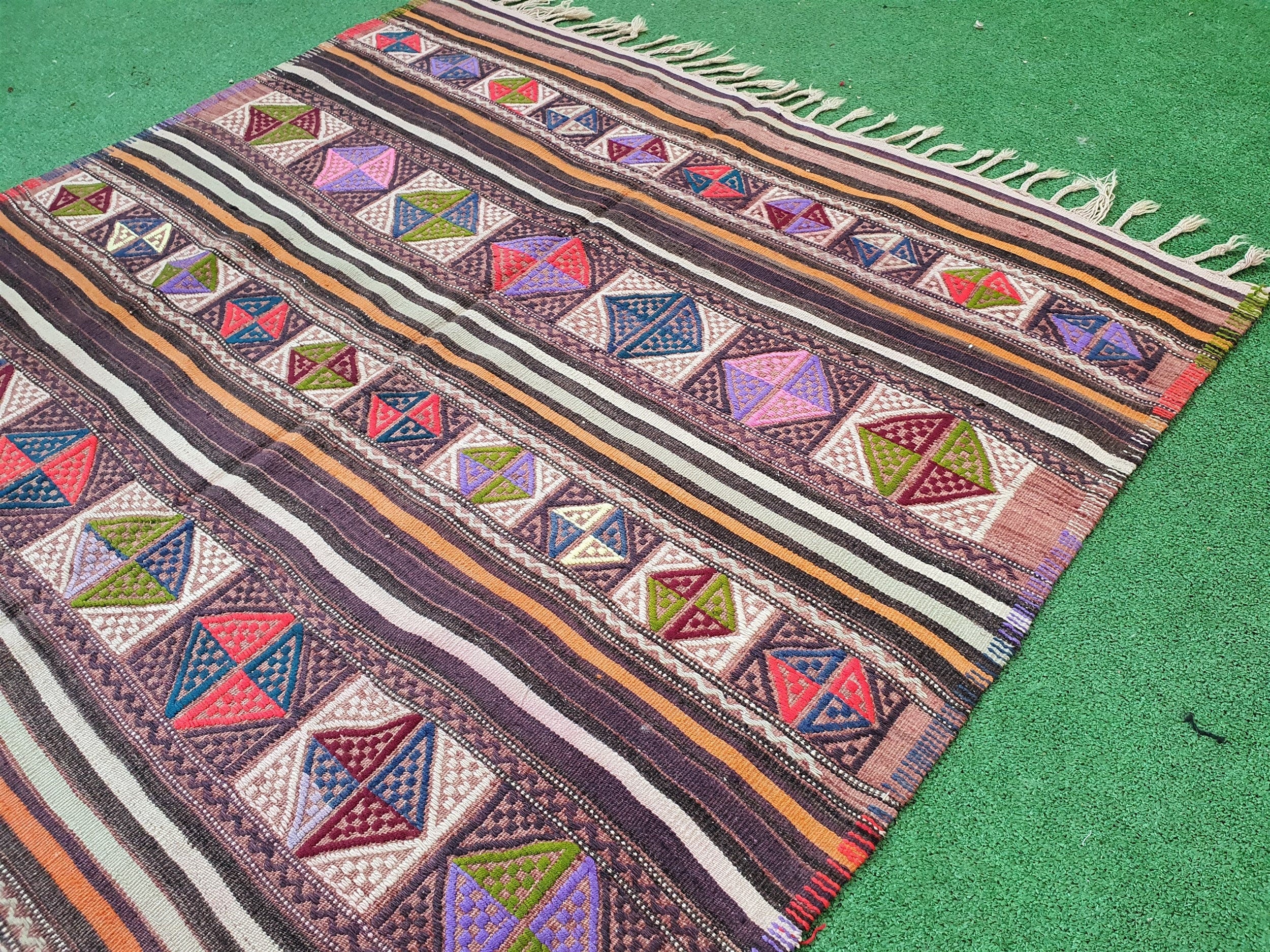 vintage Kilim Wool Area Rug — in setting