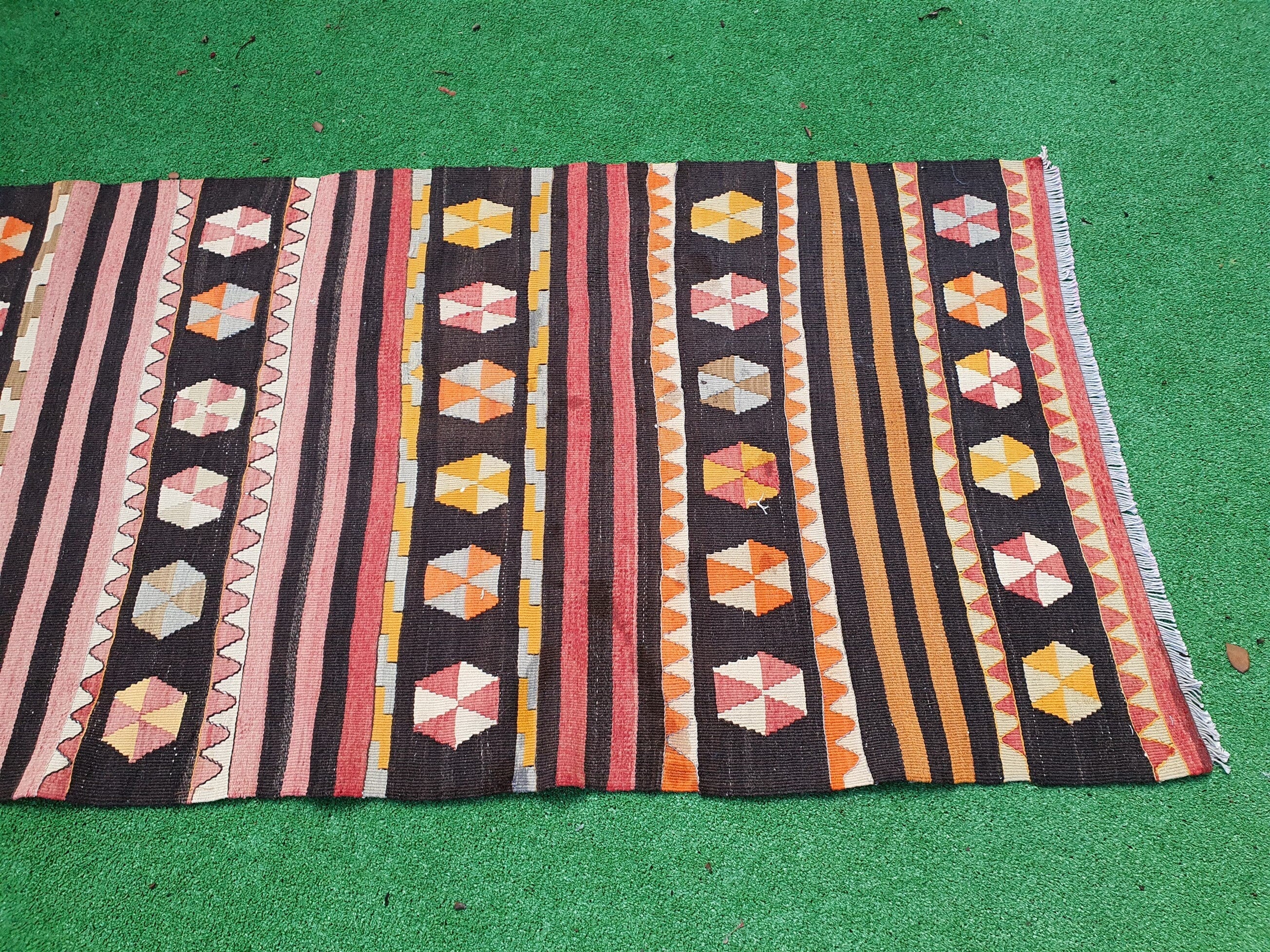 vintage Anatolian Wool Runner Rug — in setting