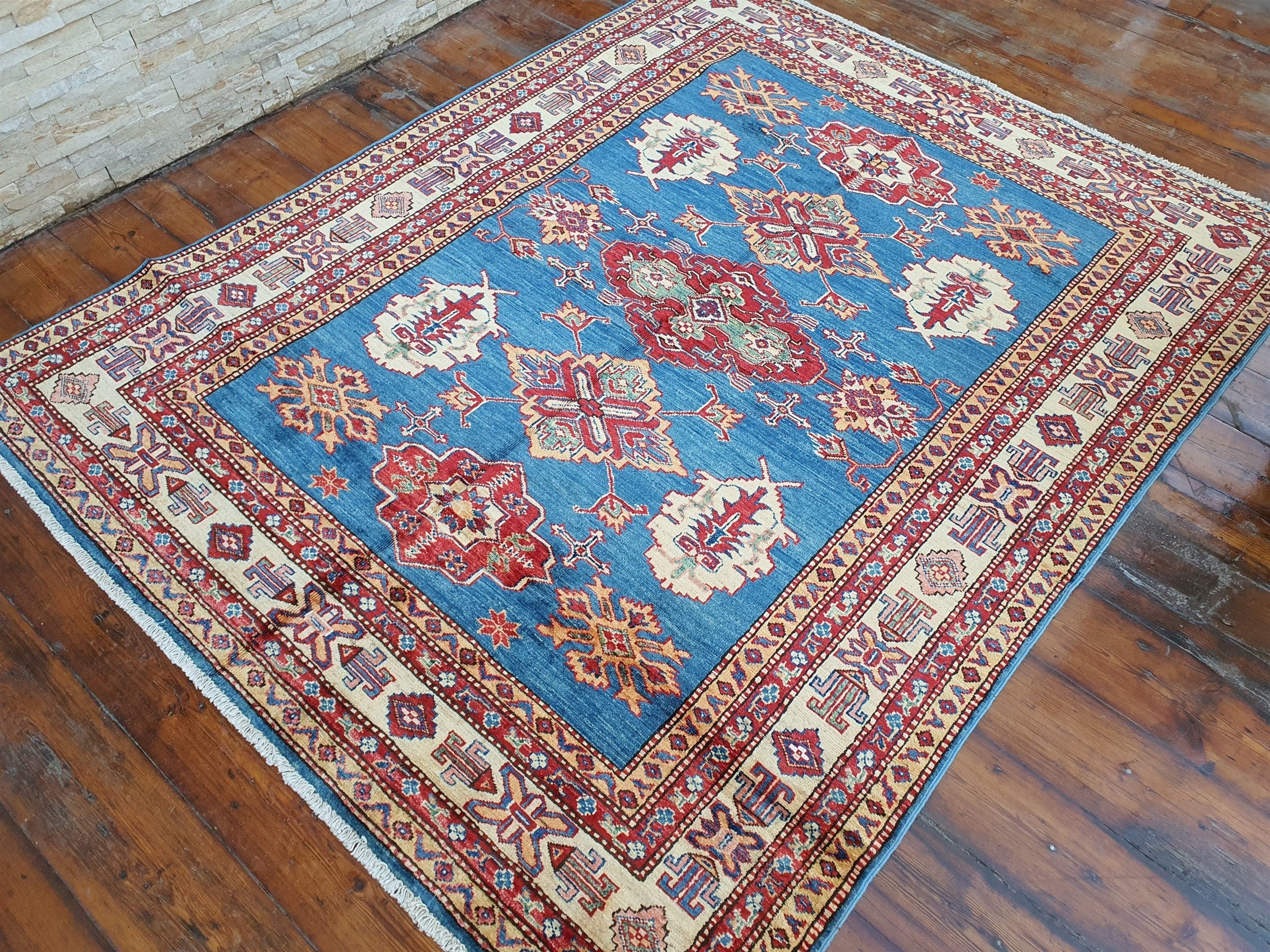 vintage Caucasian Wool Runner Rug — pattern close-up