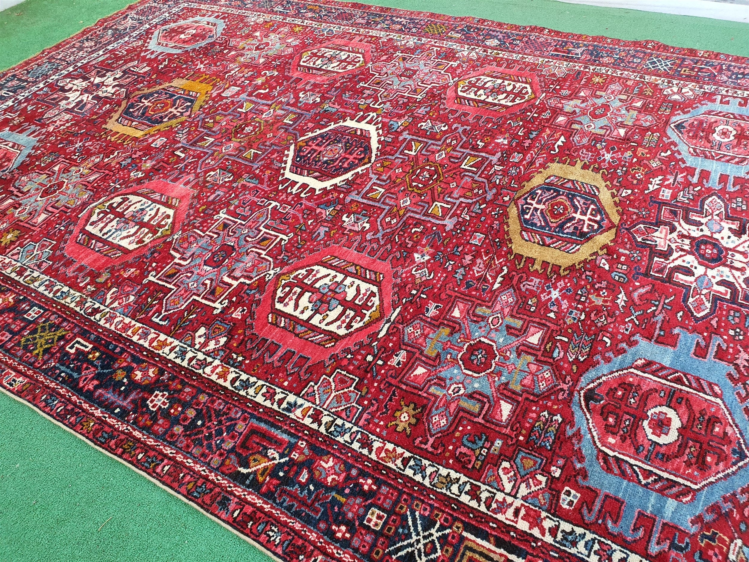 antique Anatolian Wool Large Area Rug — back view