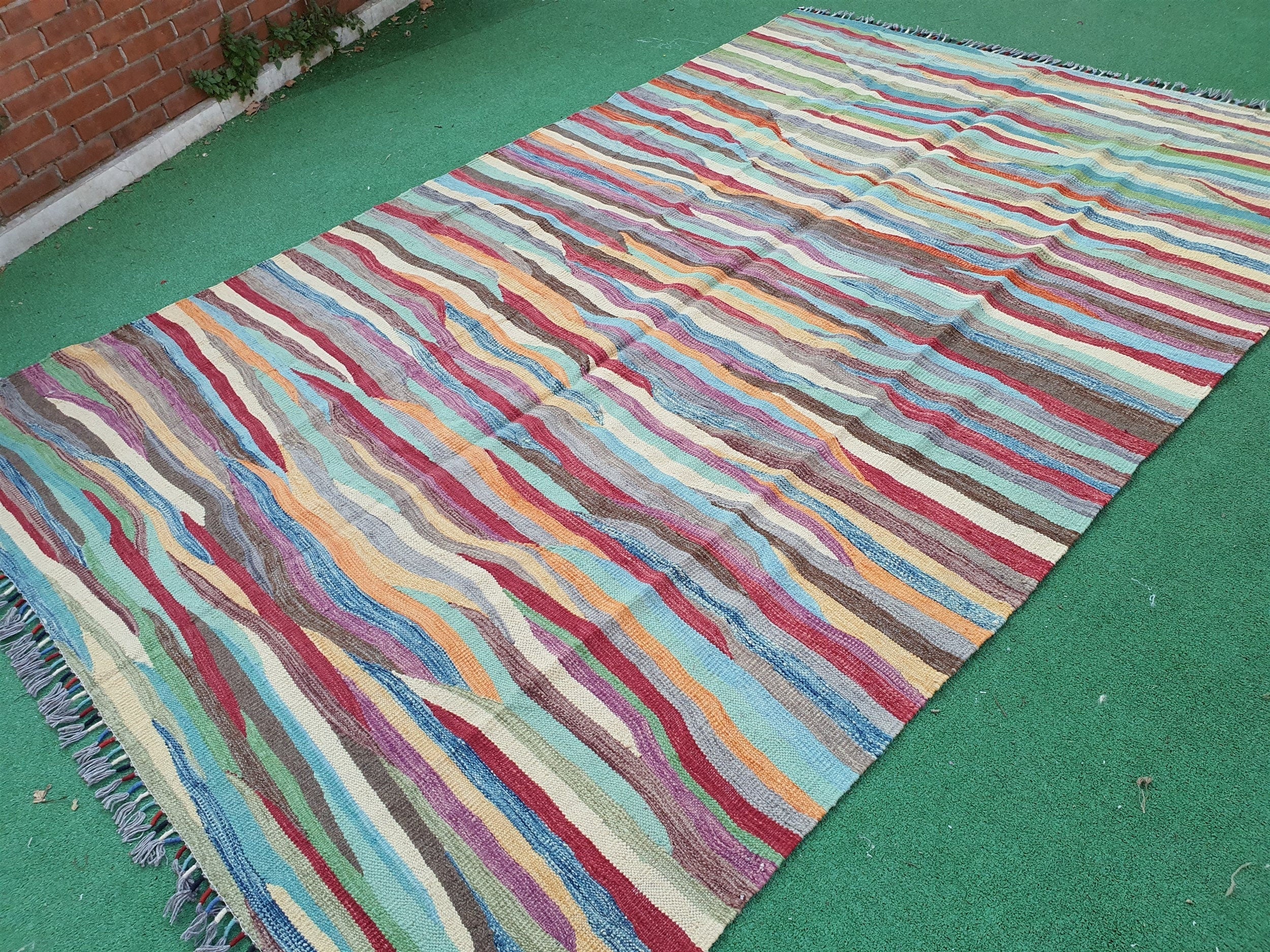 vintage Oushak Wool Area Rug — in setting