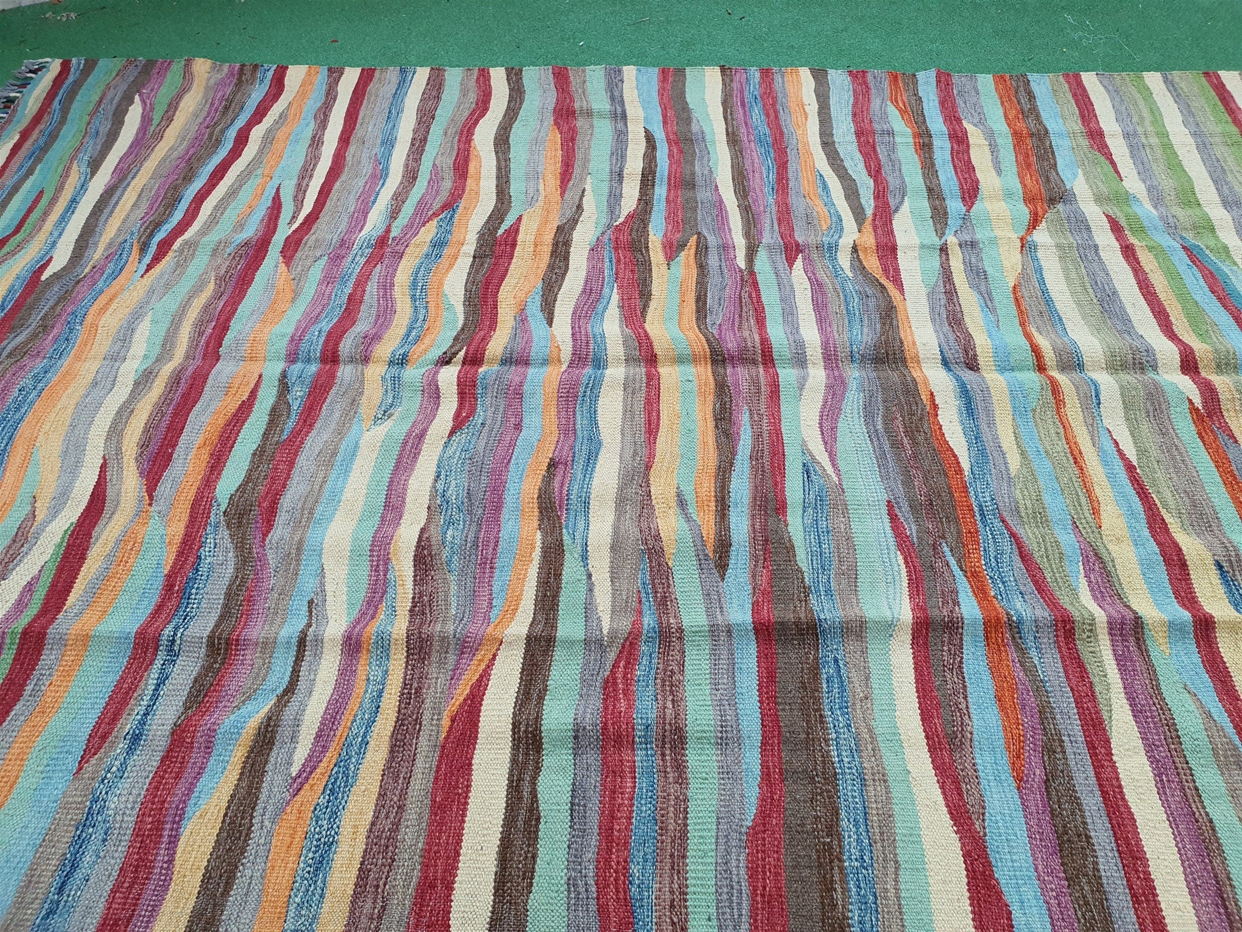 vintage Oushak Wool Area Rug — back view