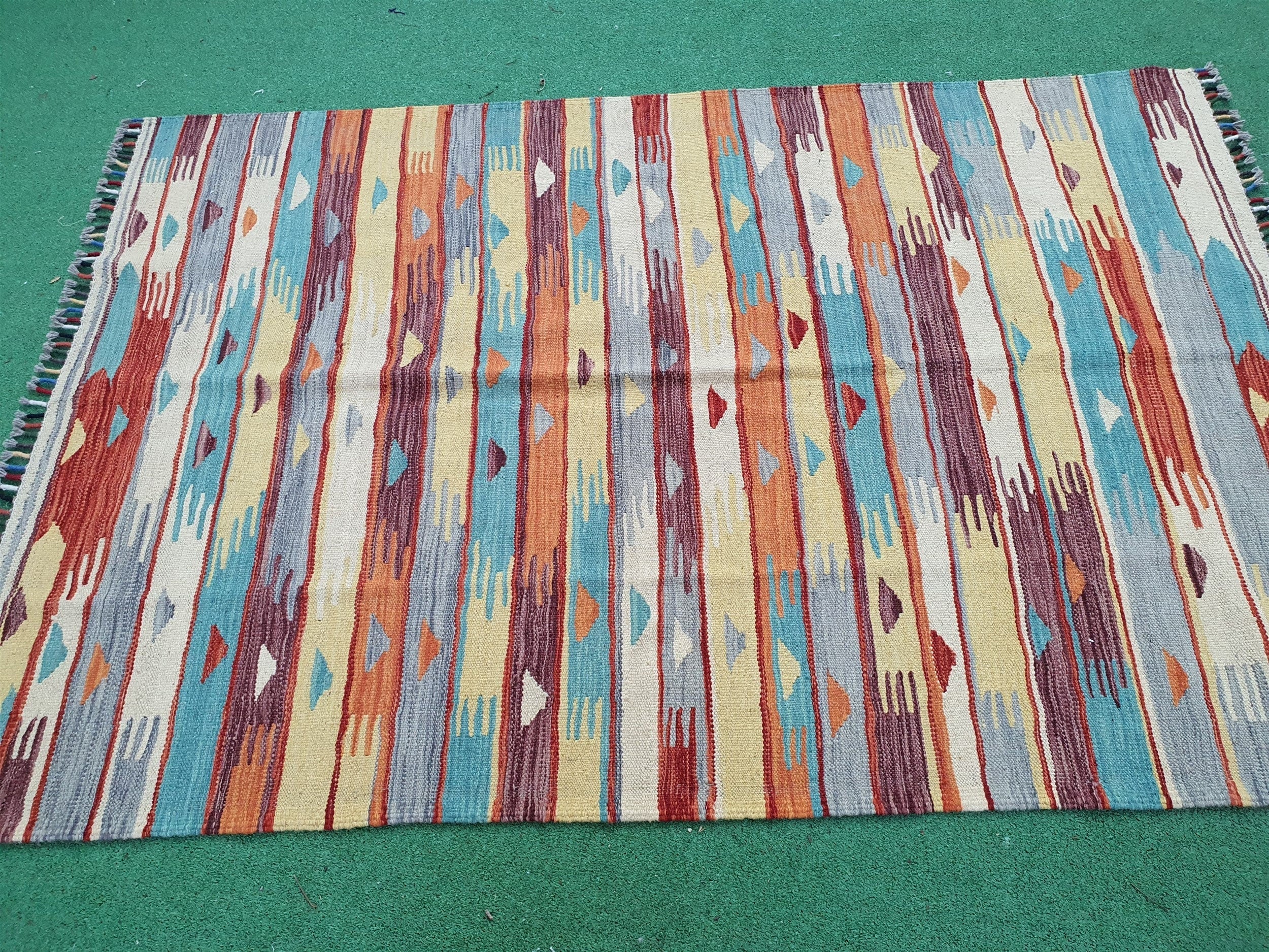 vintage Oushak Wool Small Rug — in setting