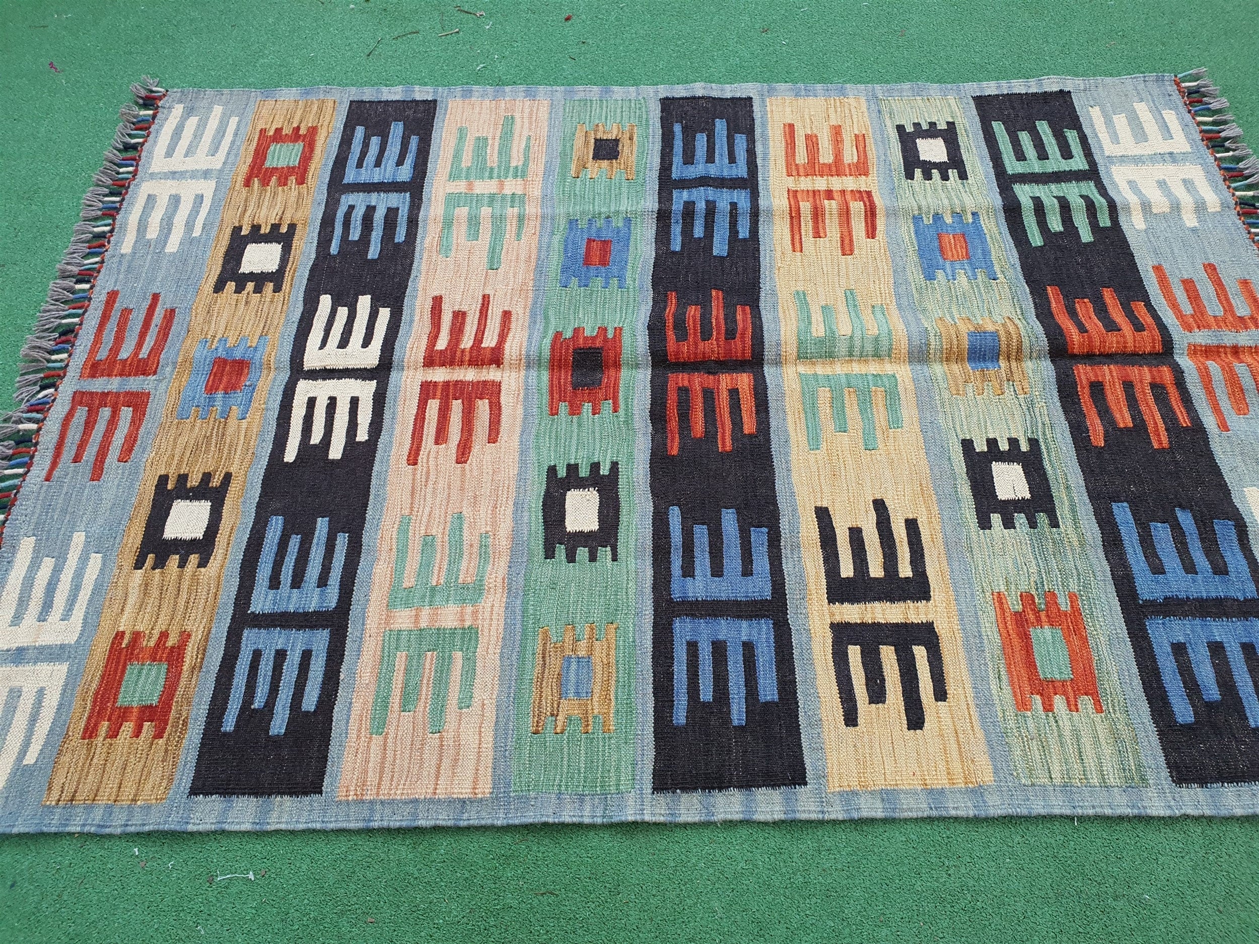 antique Oushak Wool Small Rug — back view