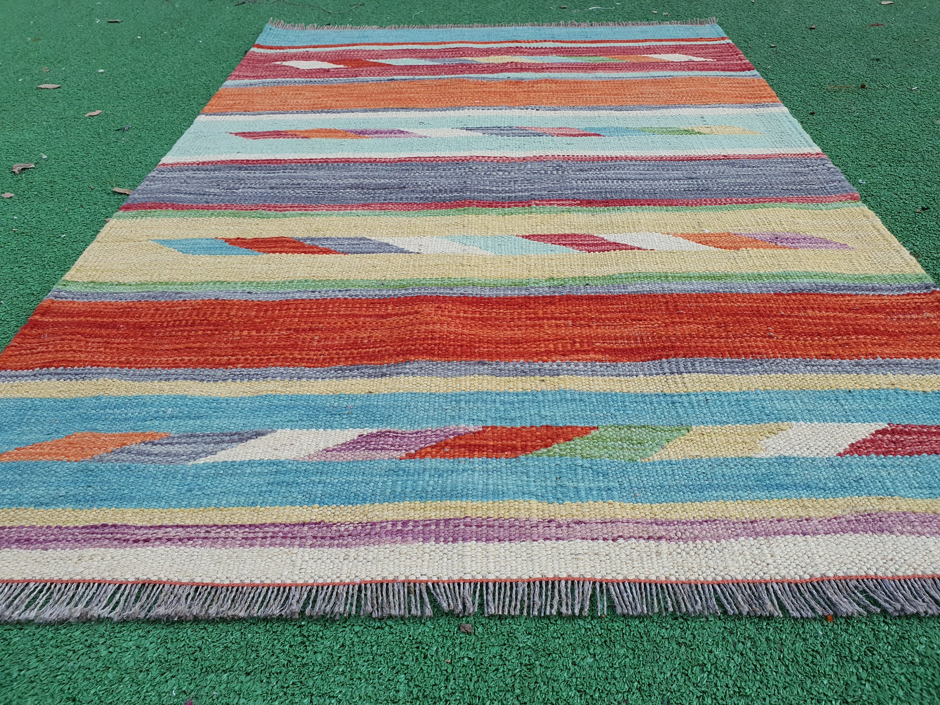 Oushak Kilim Vintage Rug, Turkish Carpet Moroccan Rug, Rustic Decor Bohemian Rug, Persian Carpet Handmade Rug, Recycled Floor Rug  3'5"x2'5"