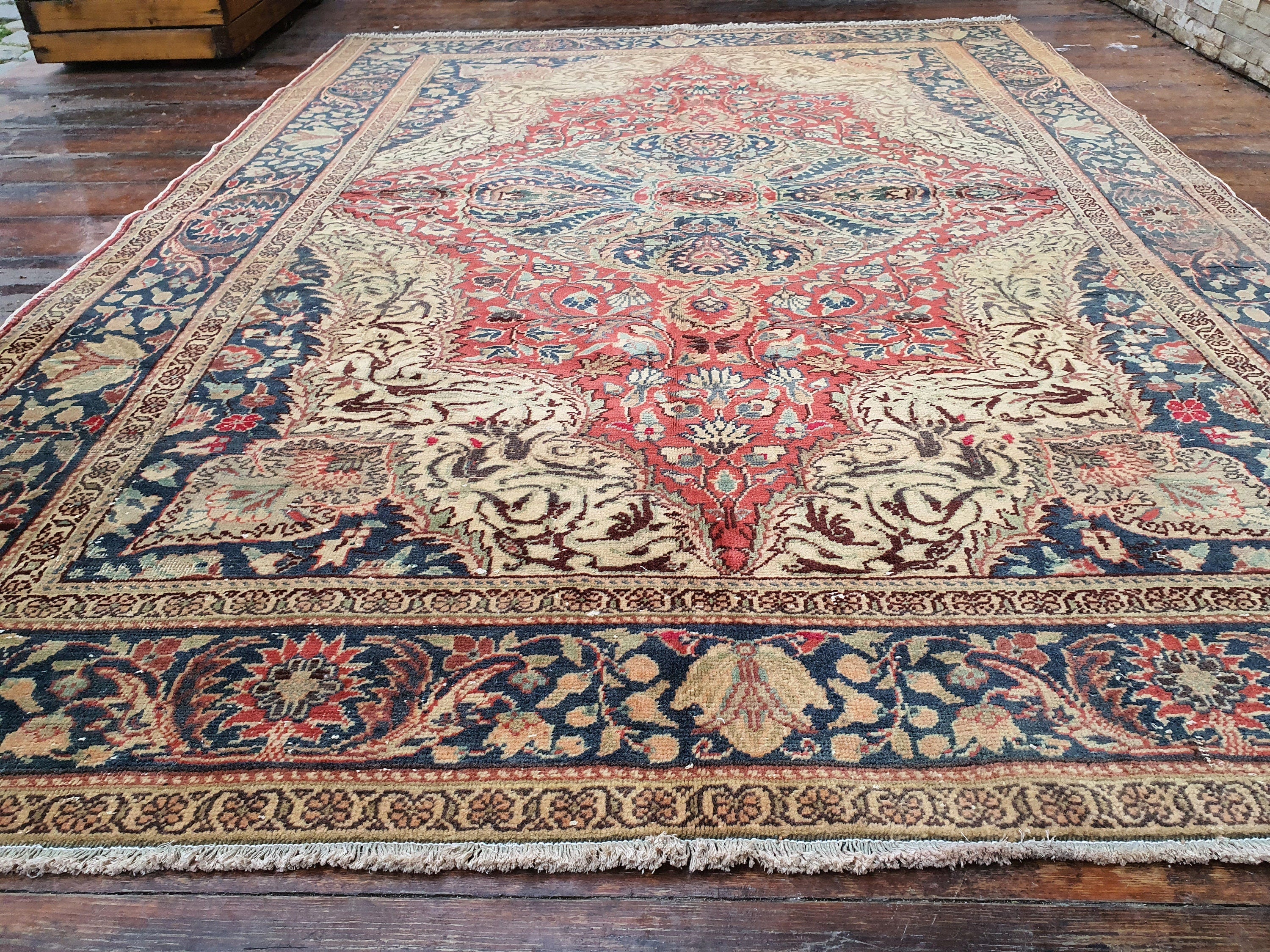 vintage Kayseri Wool Area Rug — pattern close-up