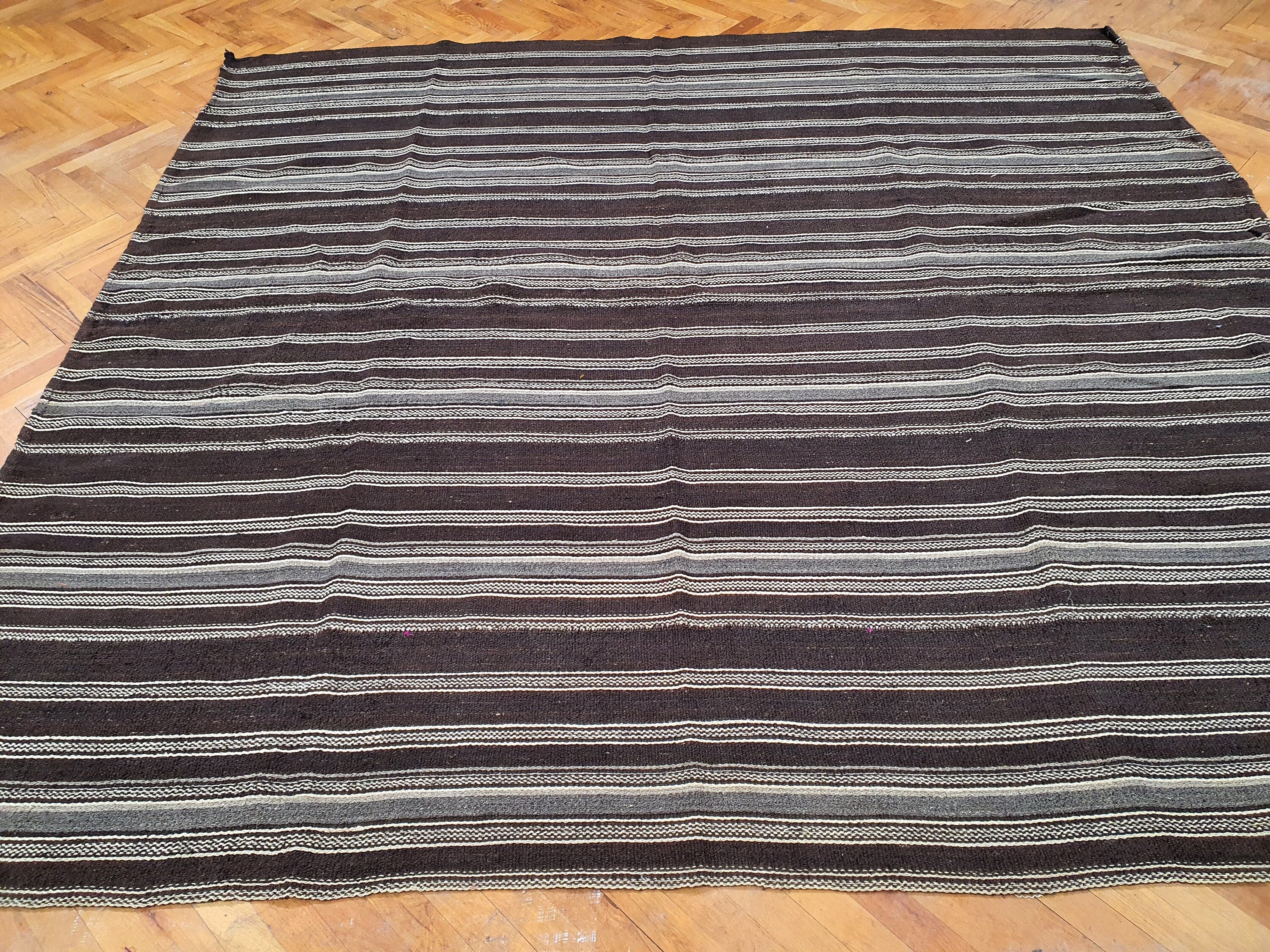 antique Anatolian Wool Large Area Rug — pattern close-up
