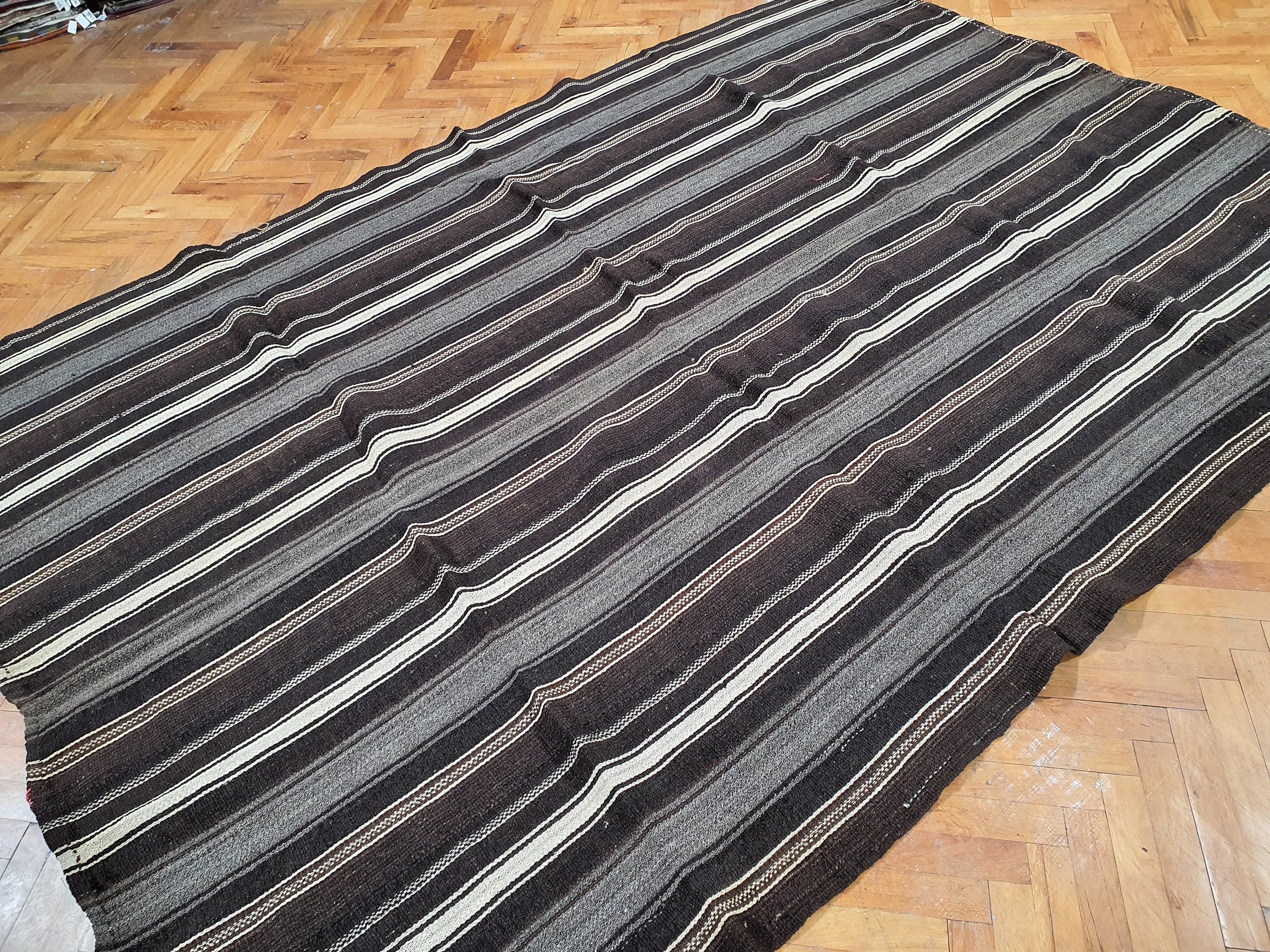 antique Anatolian Wool Area Rug — back view