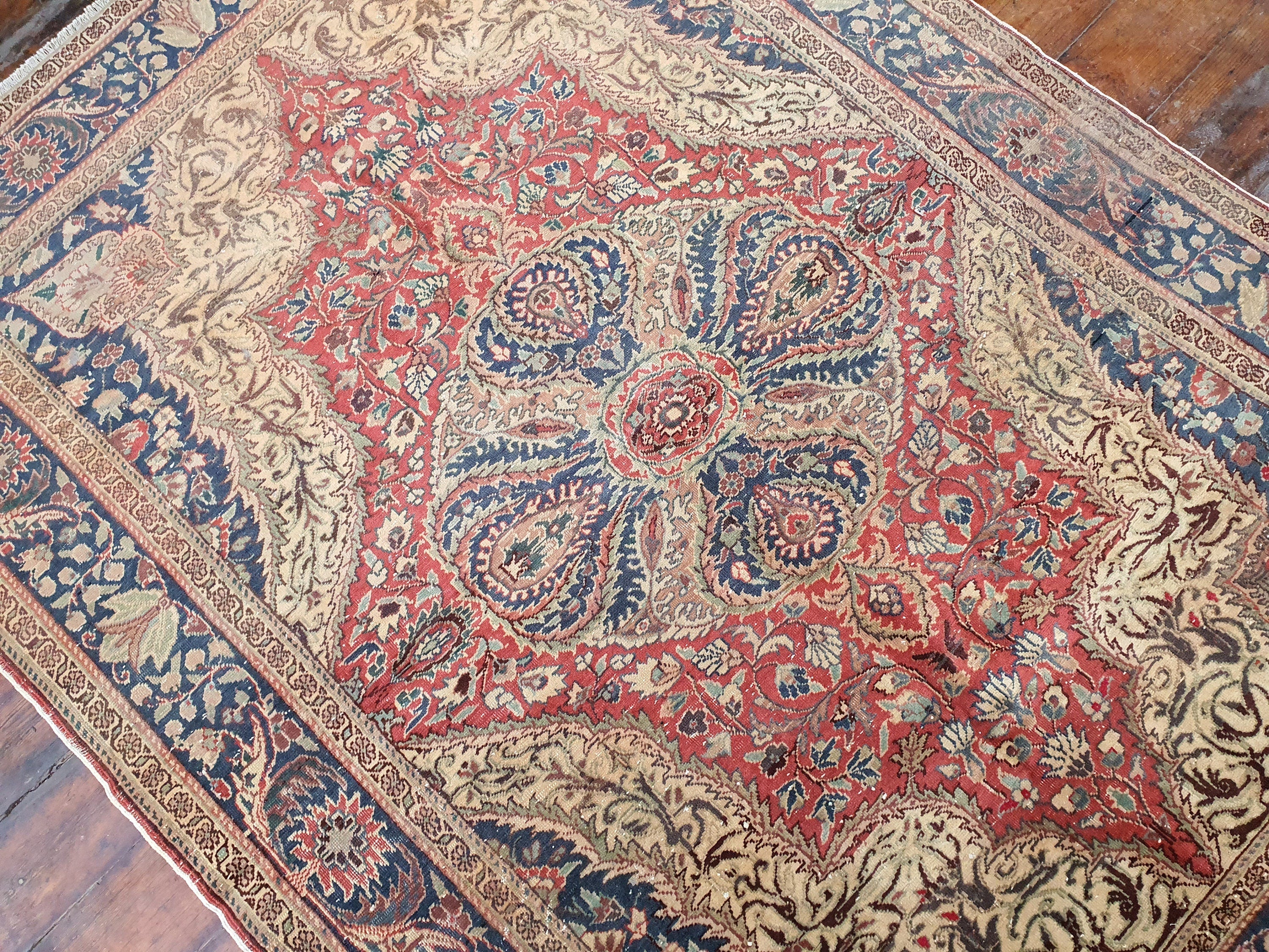 vintage Kayseri Wool Area Rug — back view
