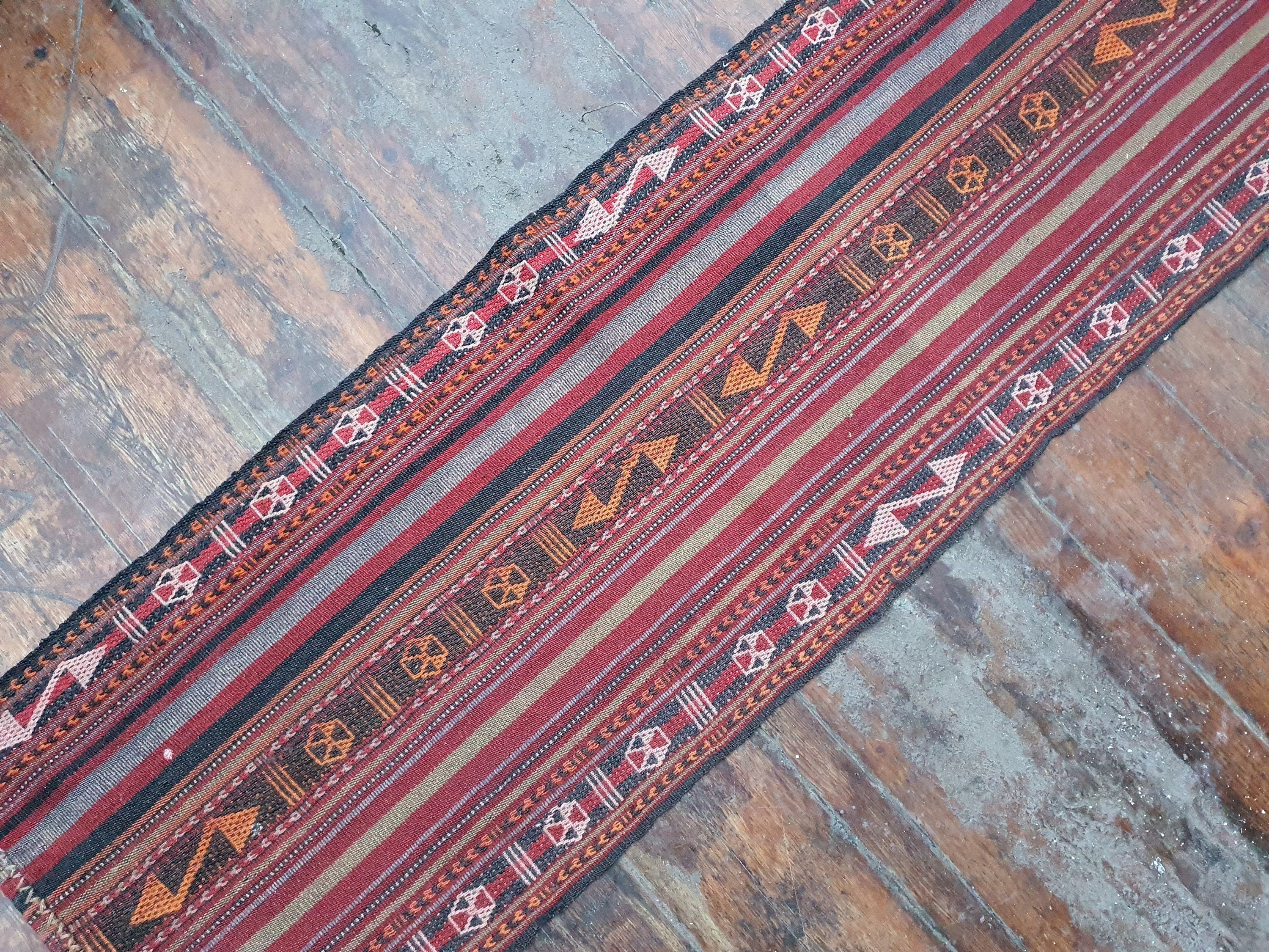 vintage Anatolian Wool Runner Rug — corner detail