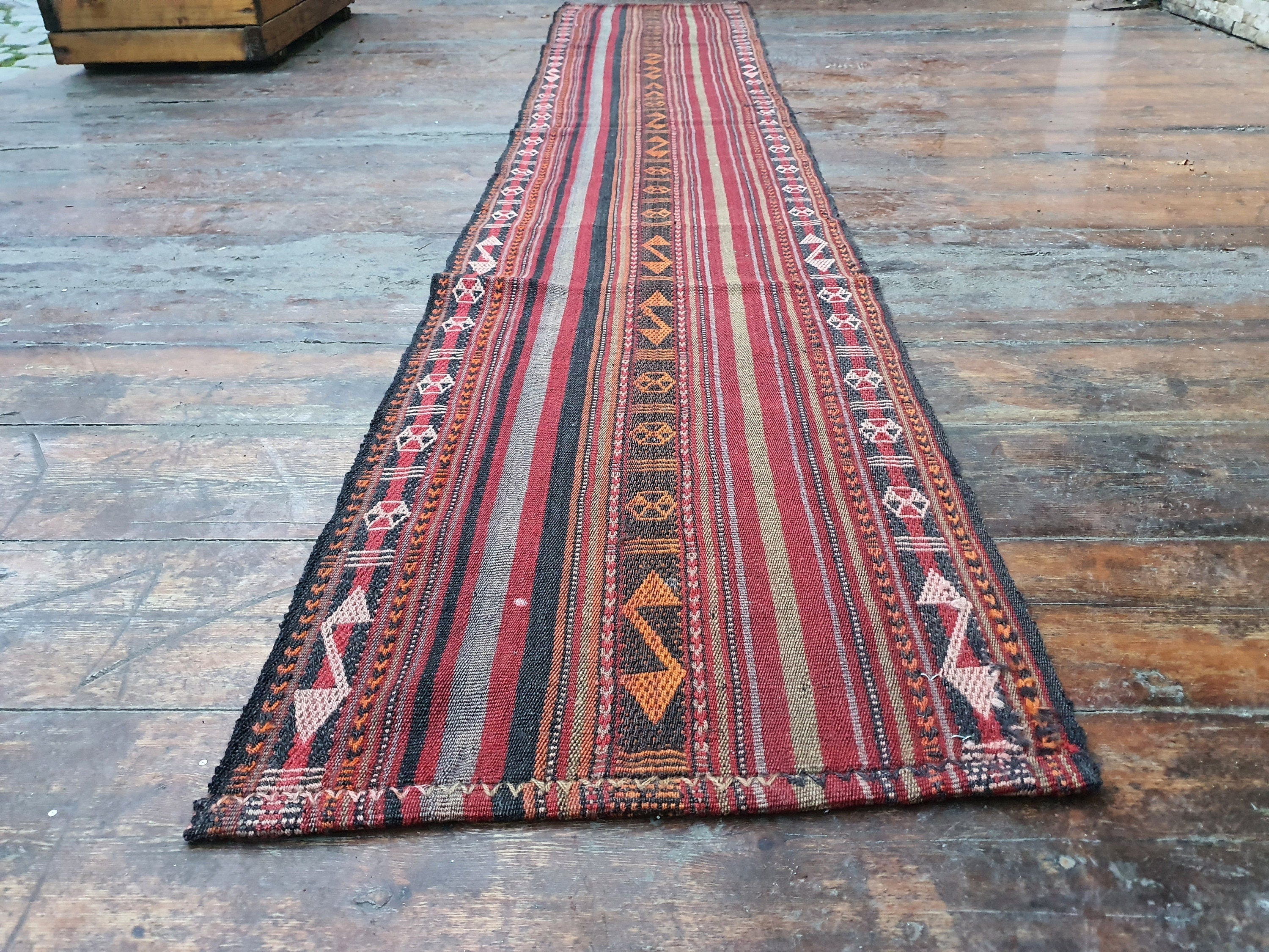 vintage Anatolian Wool Runner Rug — in setting