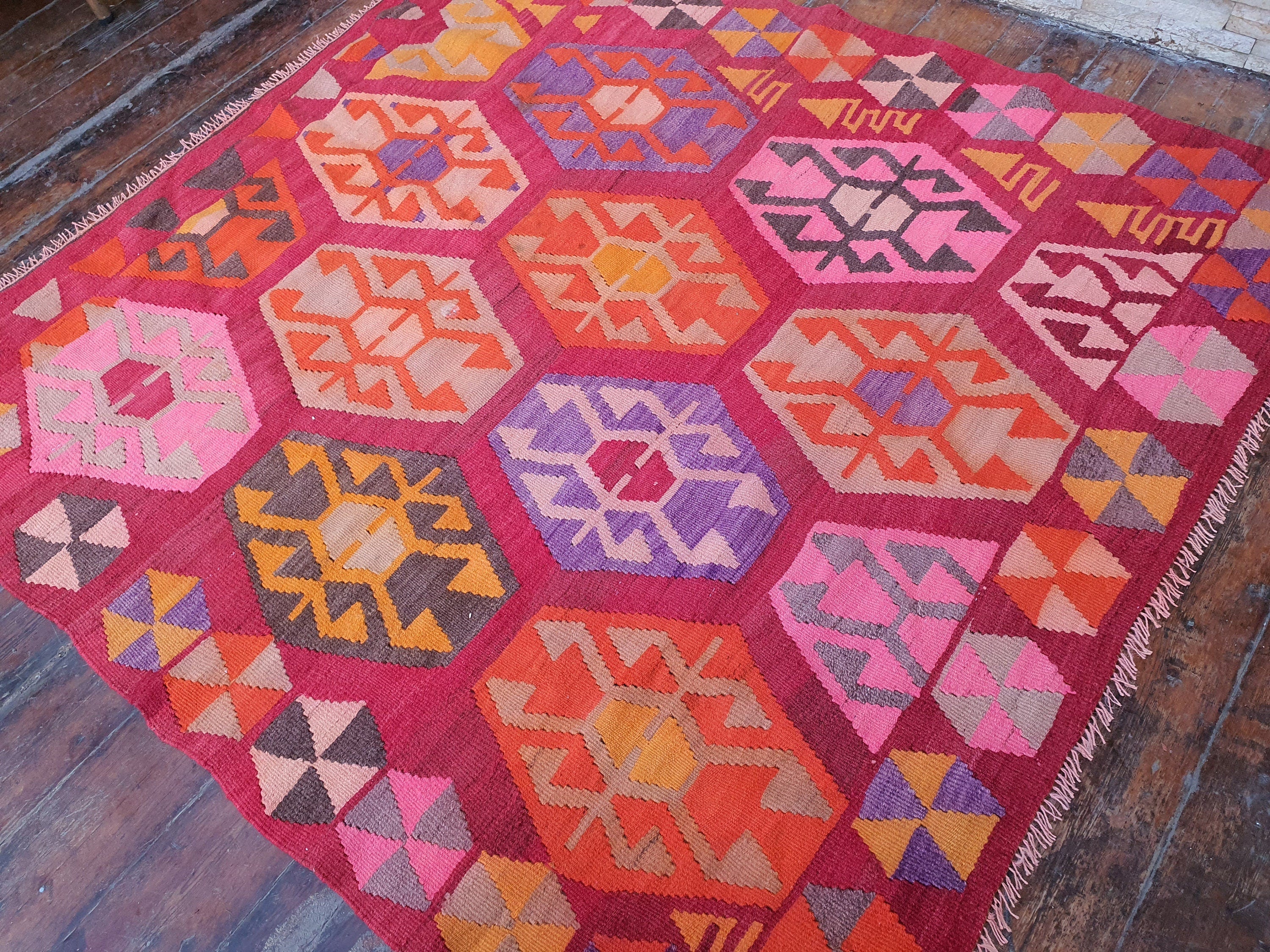 vintage Anatolian Wool Small Rug — back view