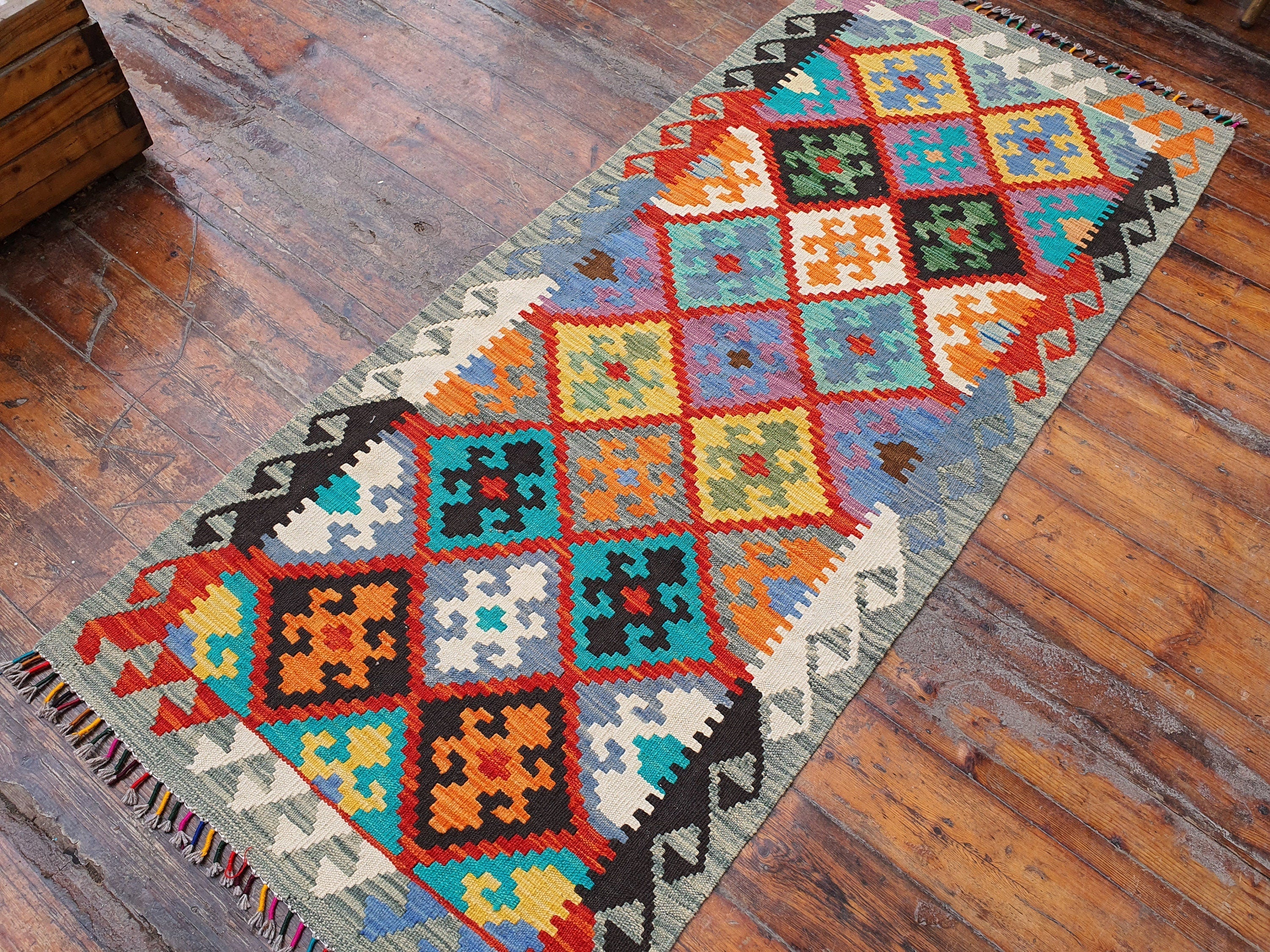 vintage Anatolian Wool Runner Rug — in setting