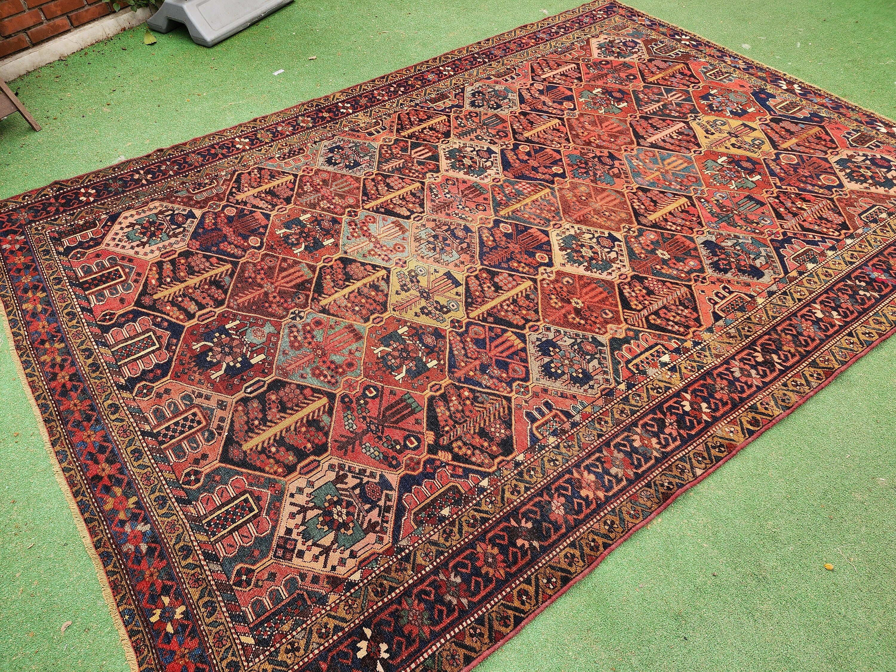 antique Anatolian Wool Large Area Rug — back view