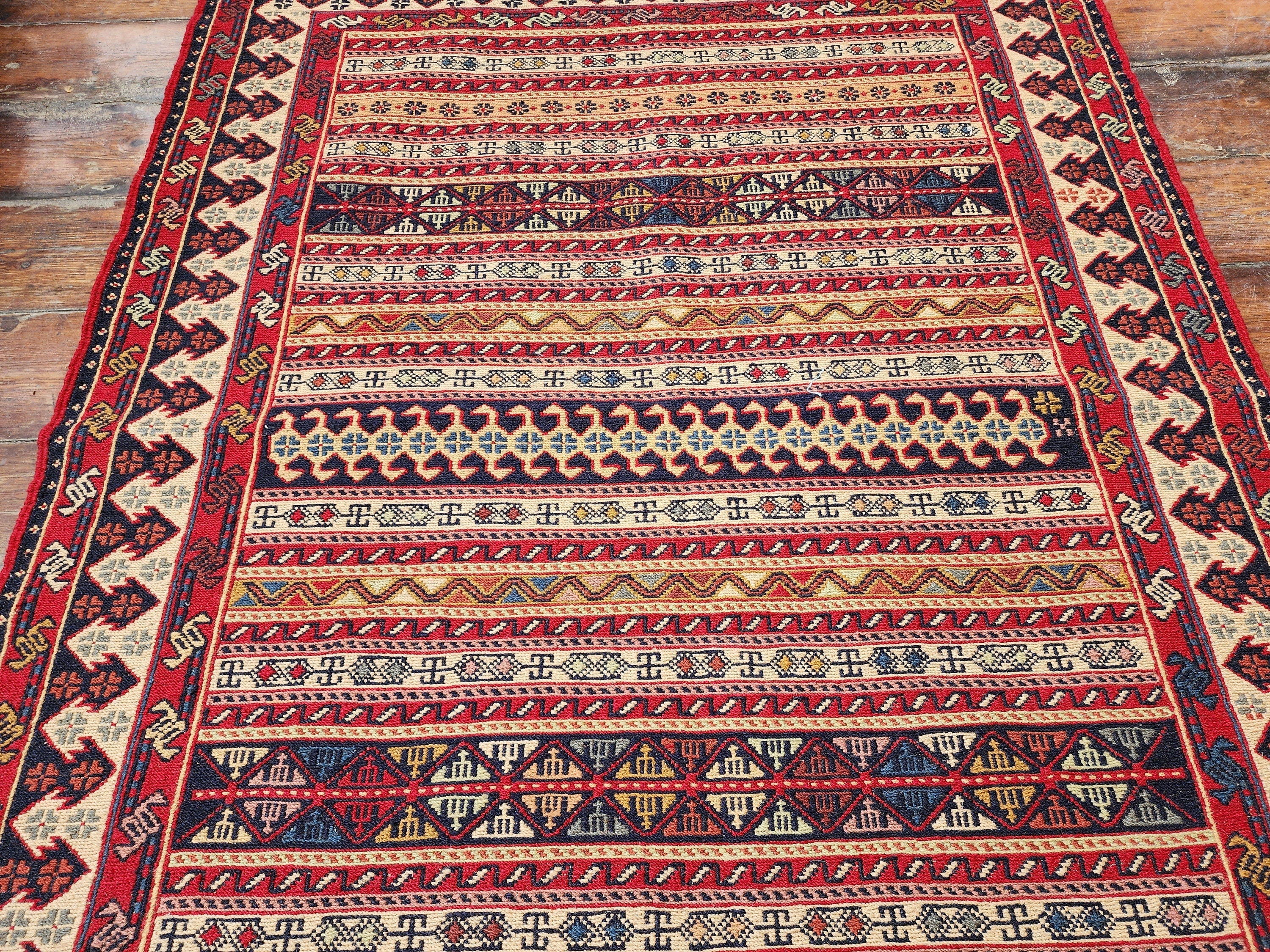 vintage Soumak Wool Small Rug — in setting