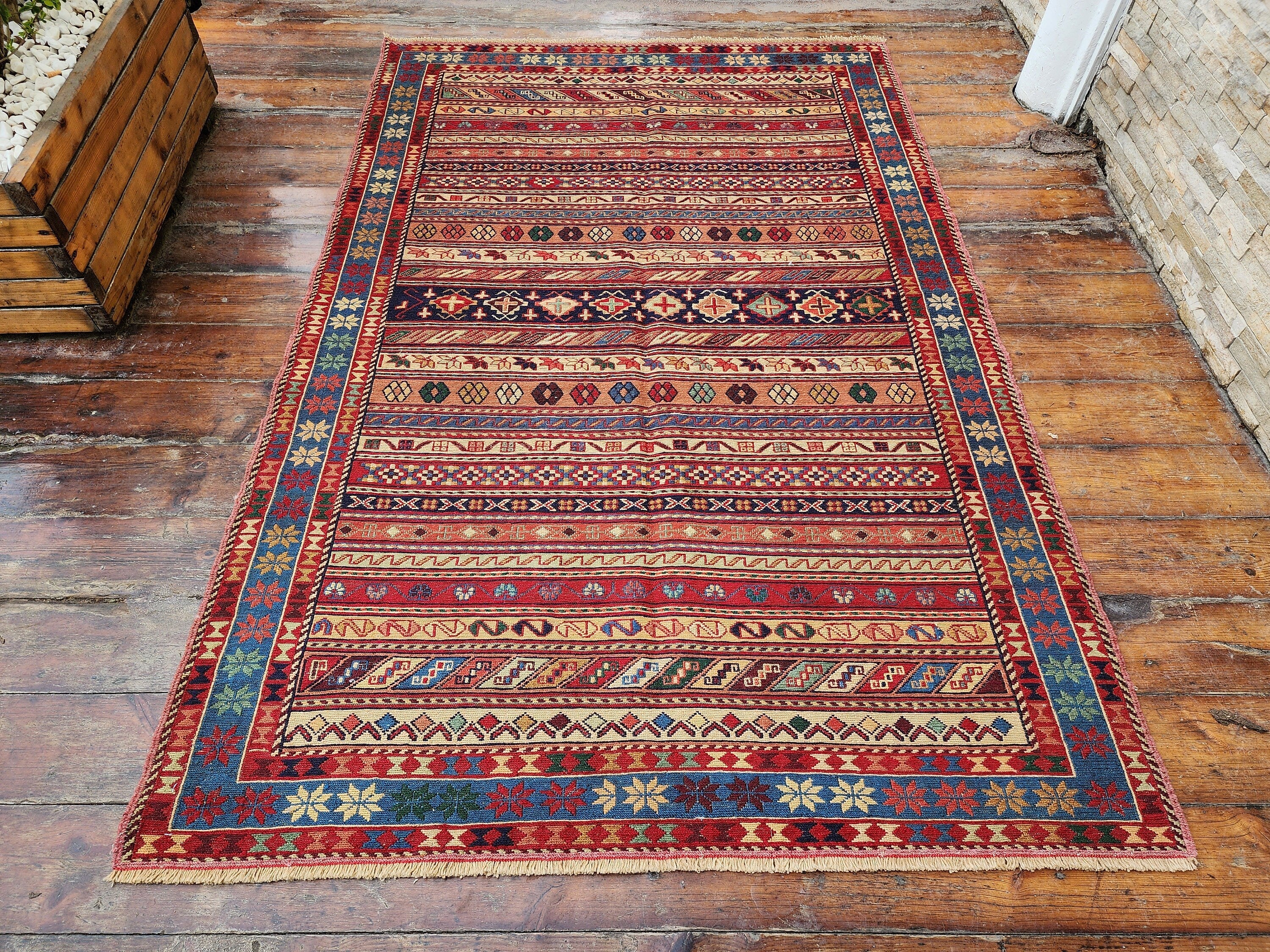 vintage Soumak Wool Runner Rug — detail texture