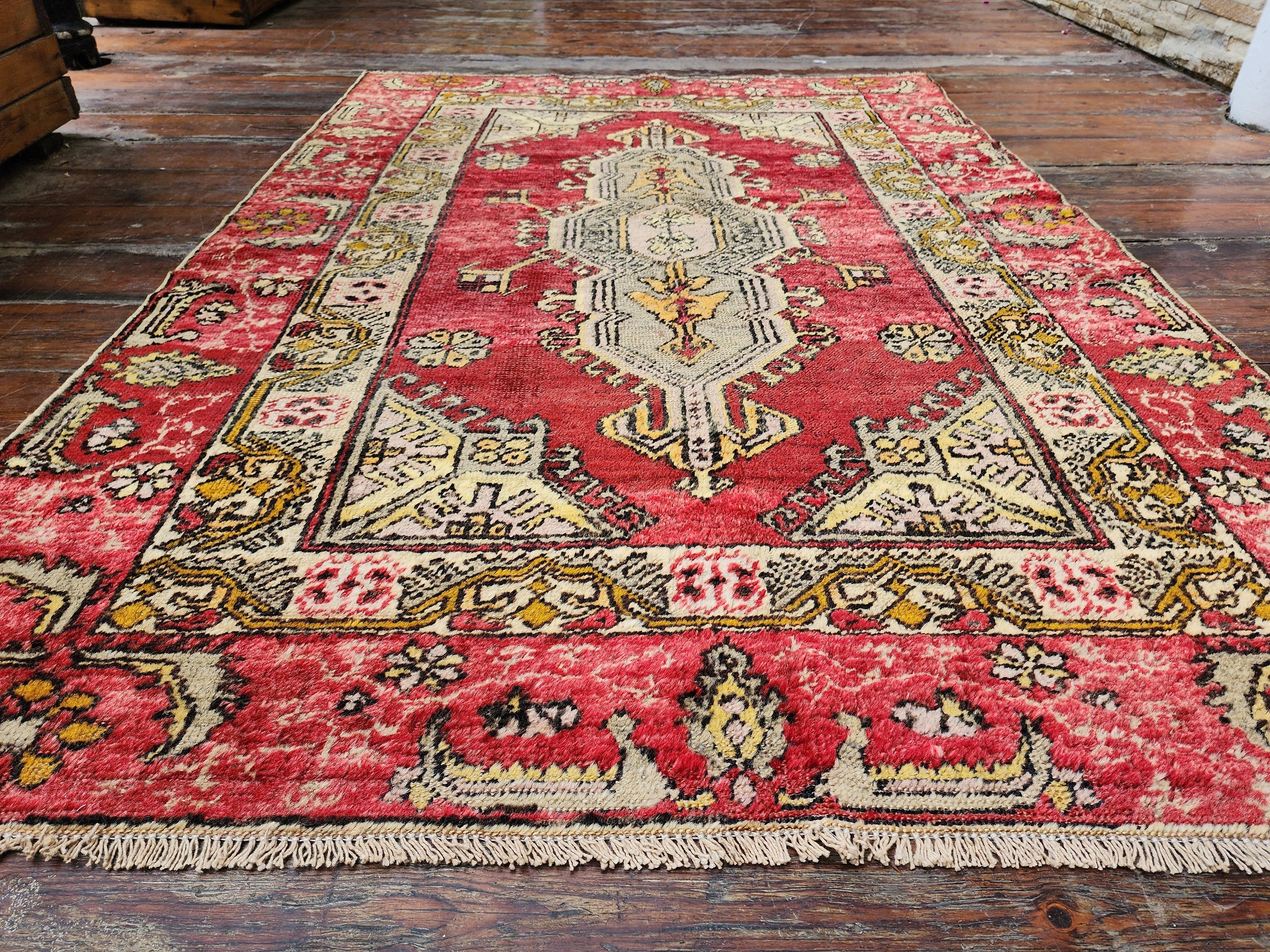 antique Turkish Wool Small Rug — detail texture