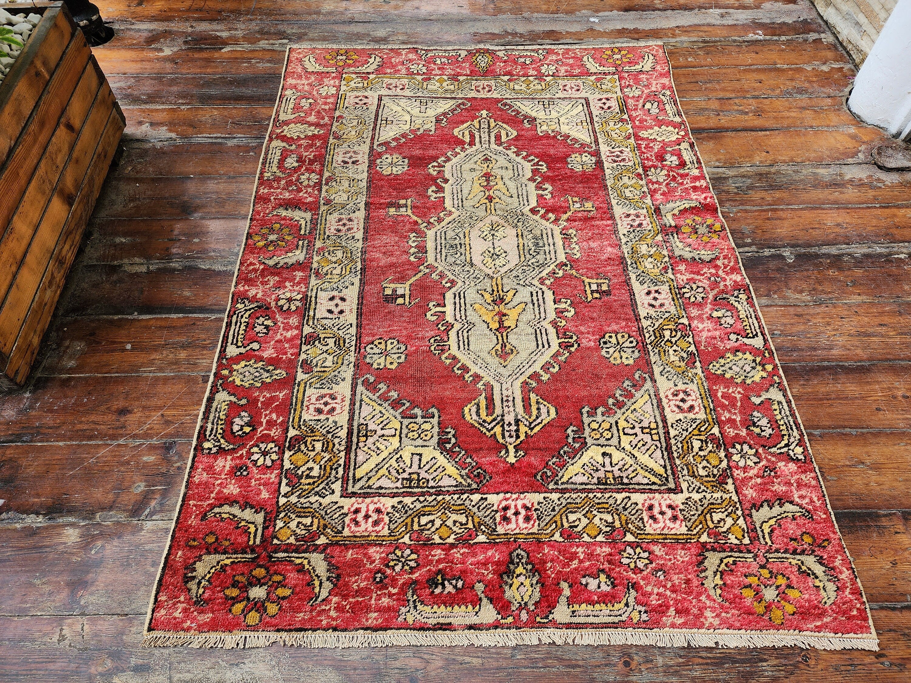 antique Turkish Wool Small Rug — pattern close-up