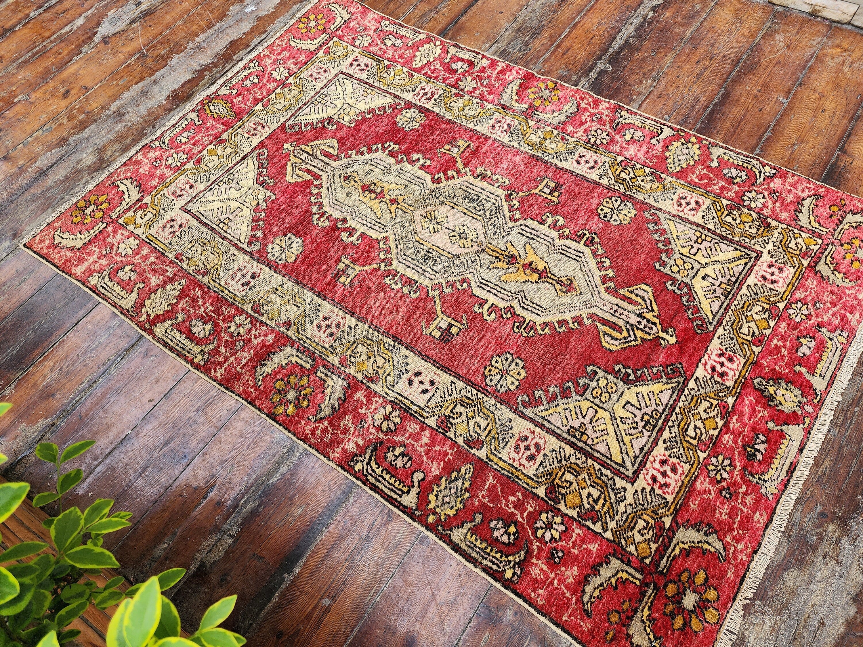 antique Turkish Wool Small Rug — in setting