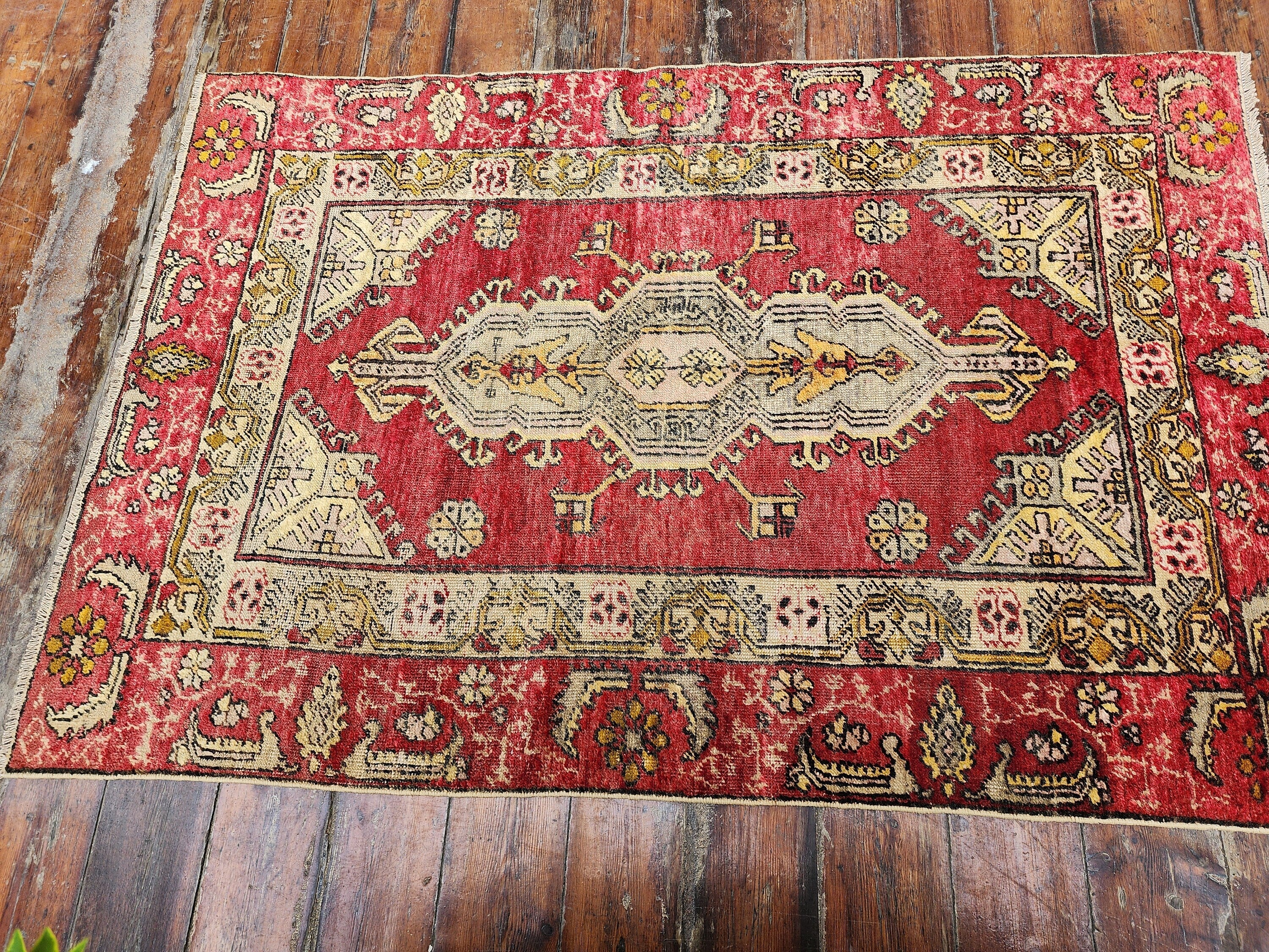 antique Turkish Wool Small Rug — edge weave