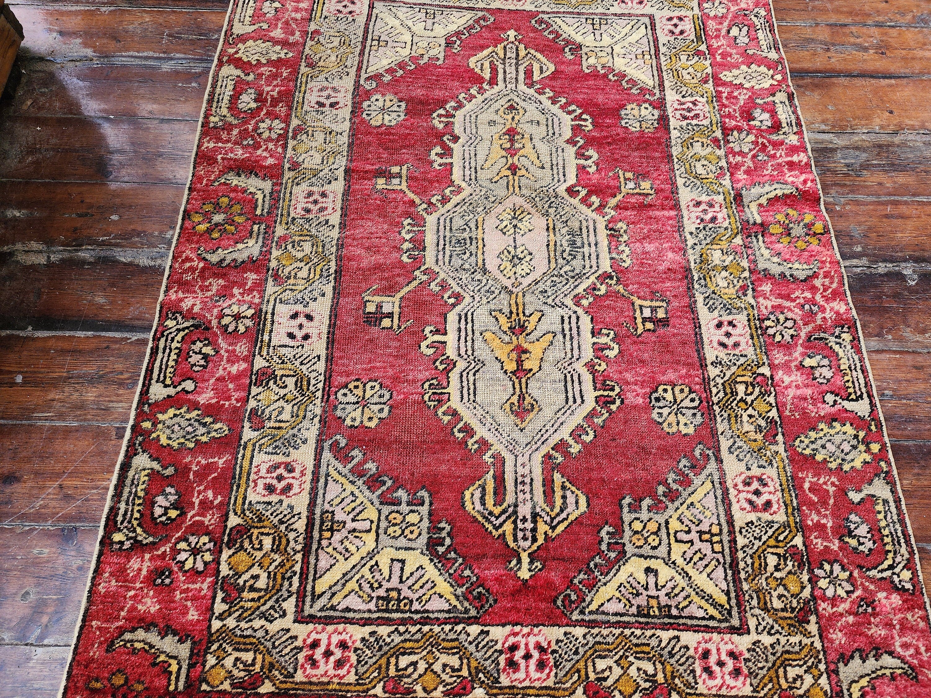antique Turkish Wool Small Rug — corner detail