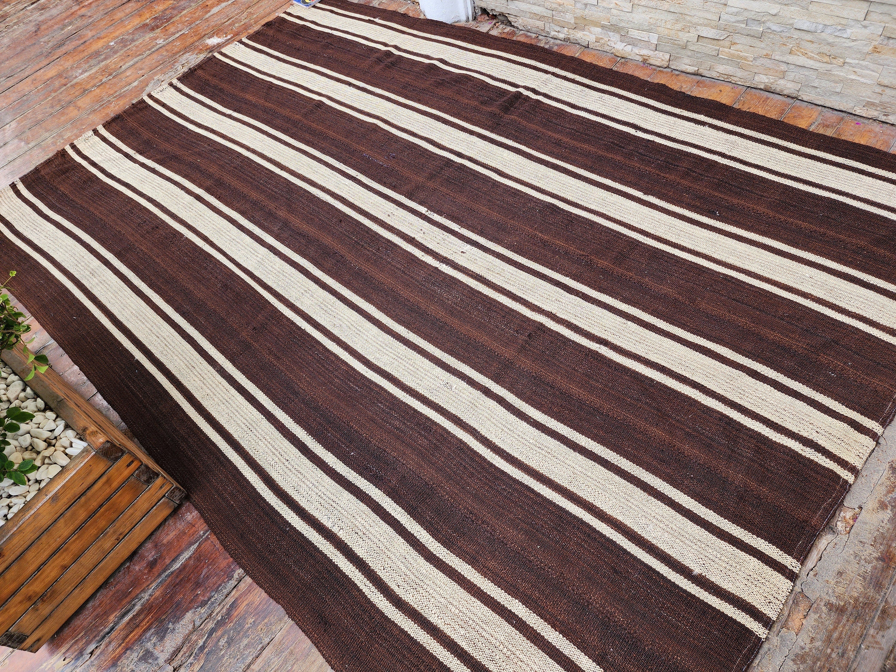 antique Anatolian Wool Area Rug — back view