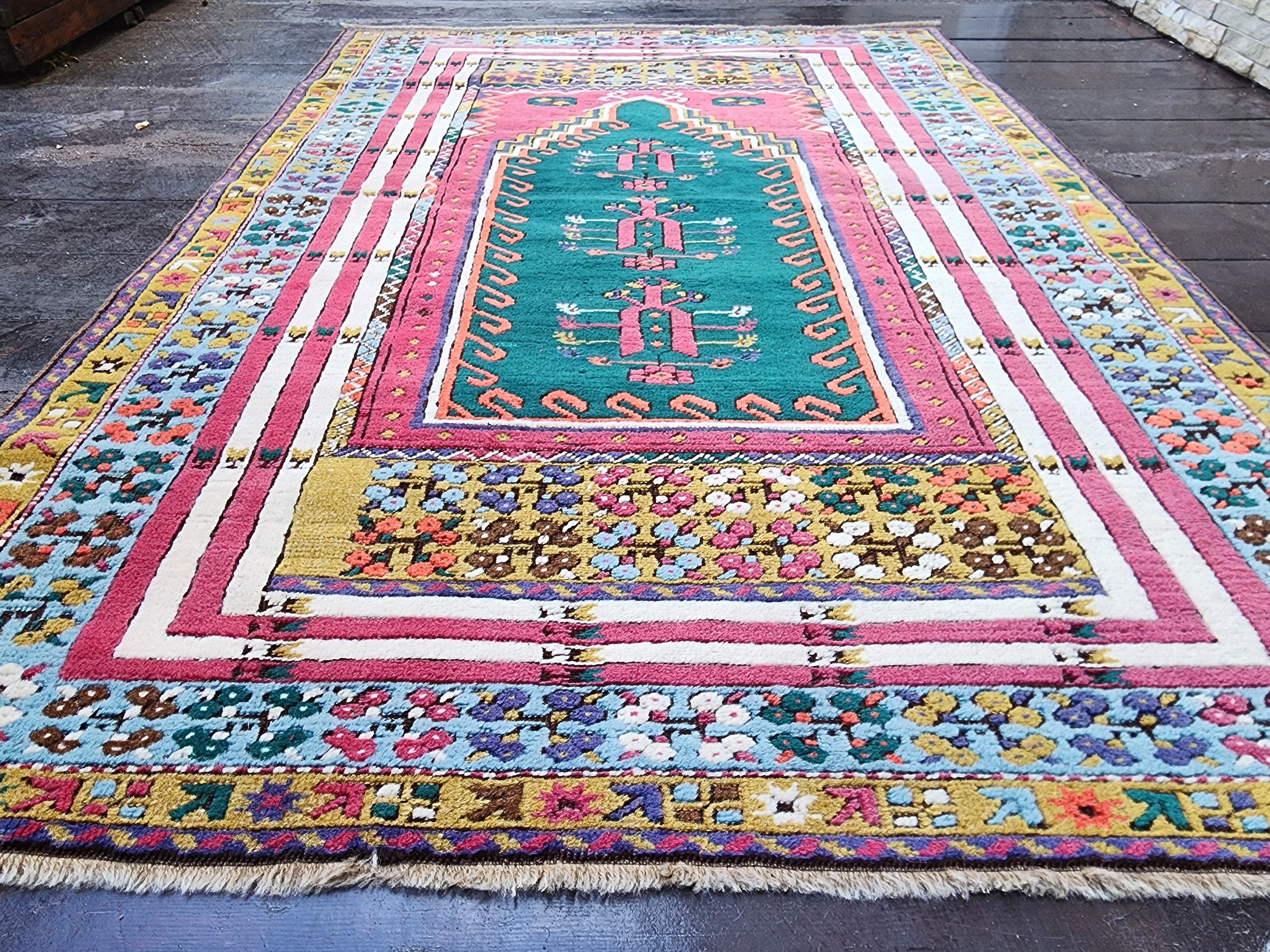 antique Konya Silk Small Rug — detail texture