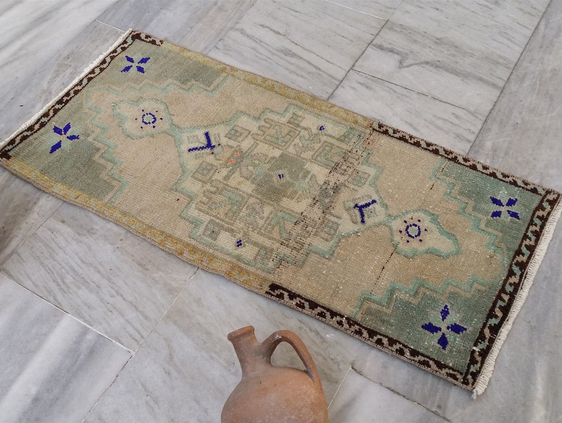 antique Oushak Small Rug — back view