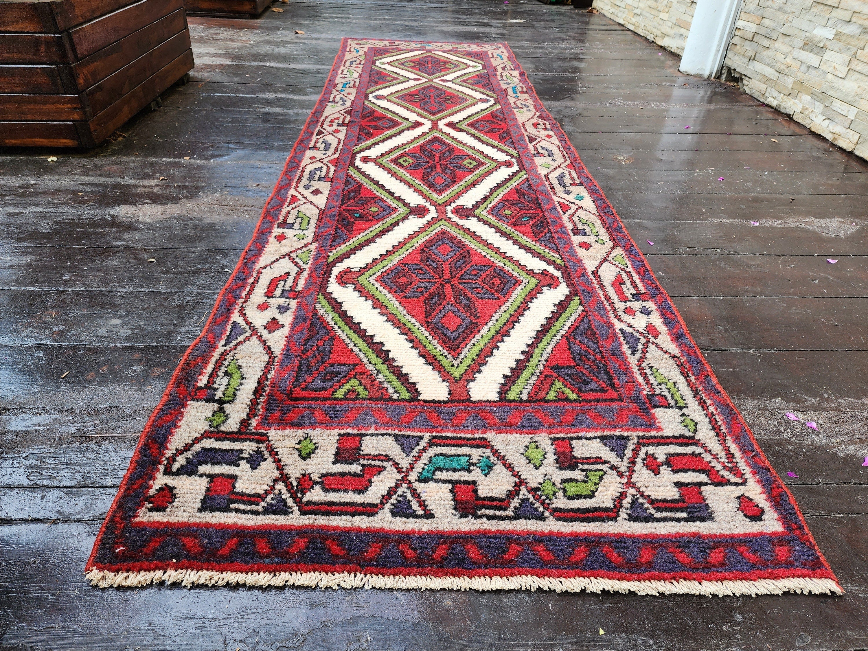 antique Persian Wool Runner Rug — back view