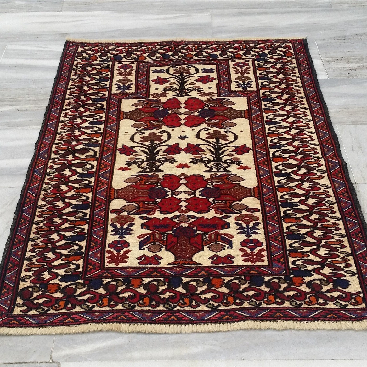 Persian Soumak Kilim Rug,  4 ft 6 in x 3 ft 3 in, Small Soumac Turkish  Rug