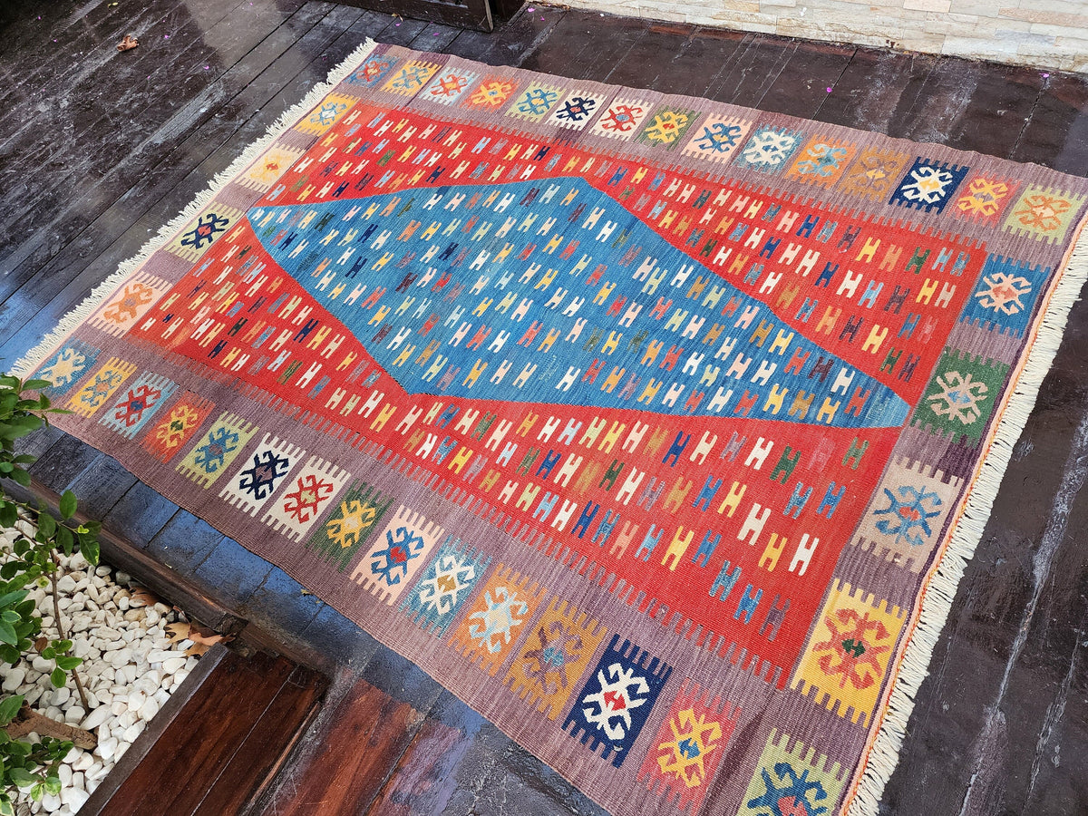 vintage Konya Wool Small Rug — pattern close-up