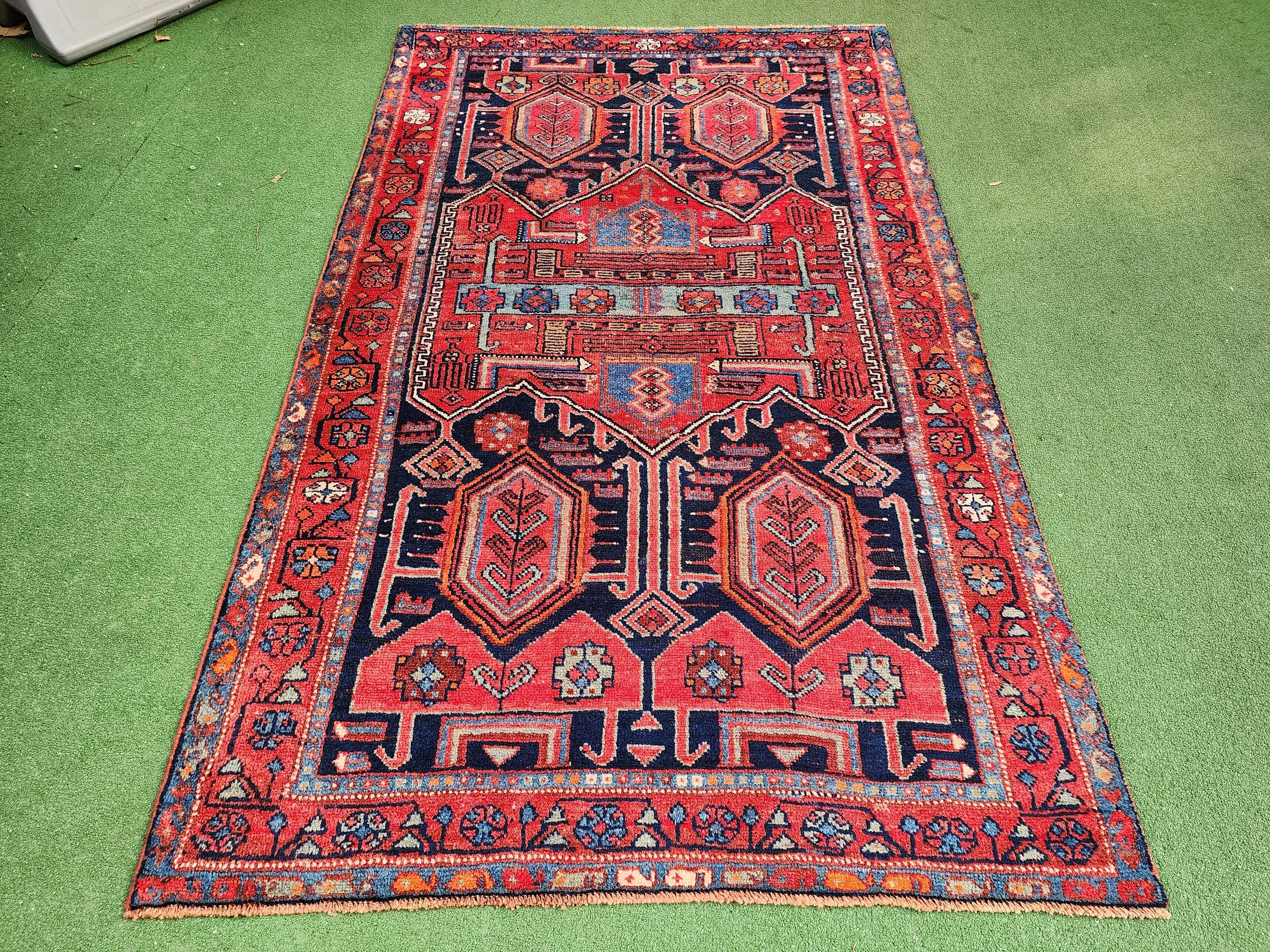 vintage Persian Wool Area Rug — back view
