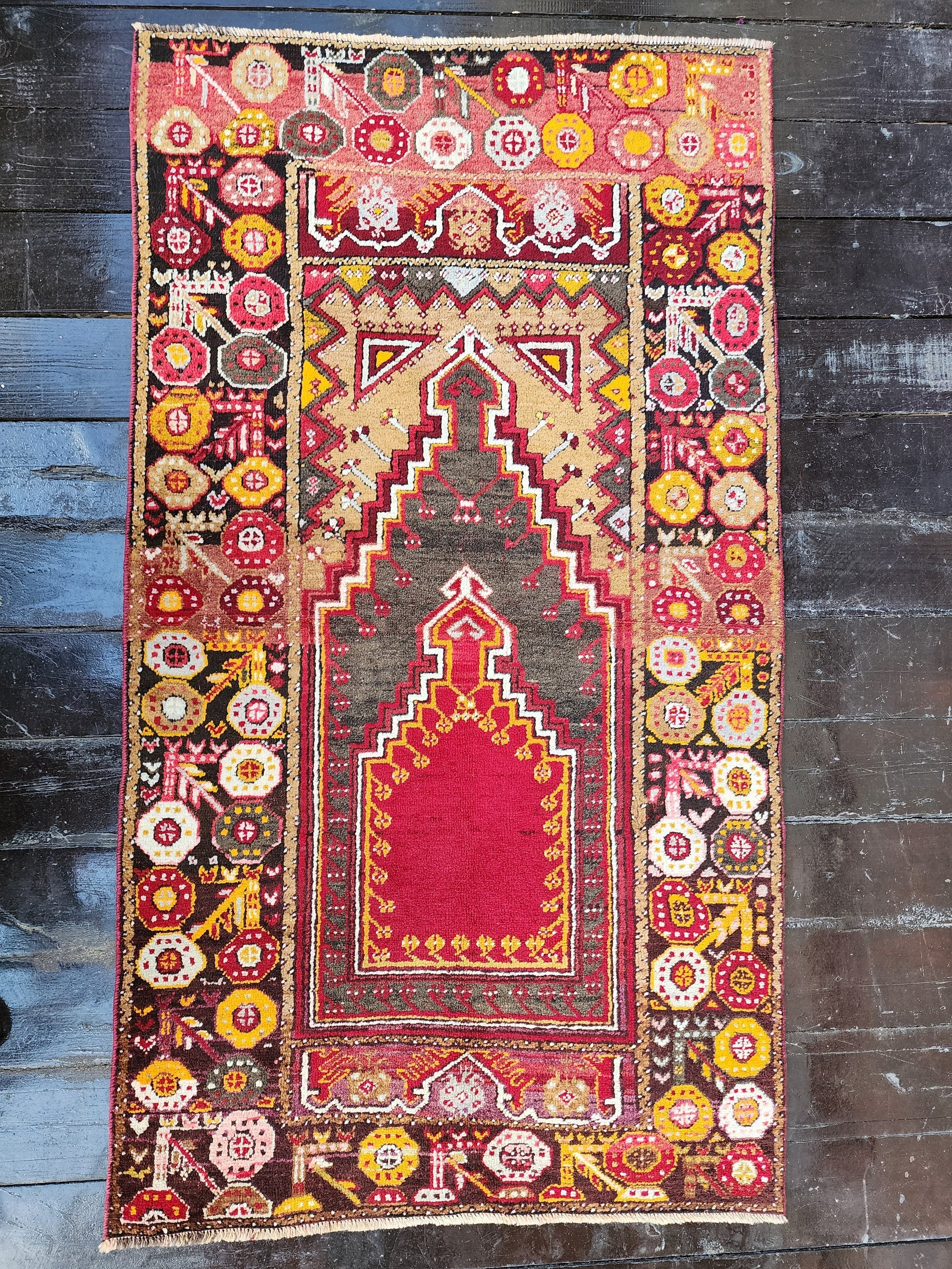 antique Anatolian Wool Small Rug — in setting