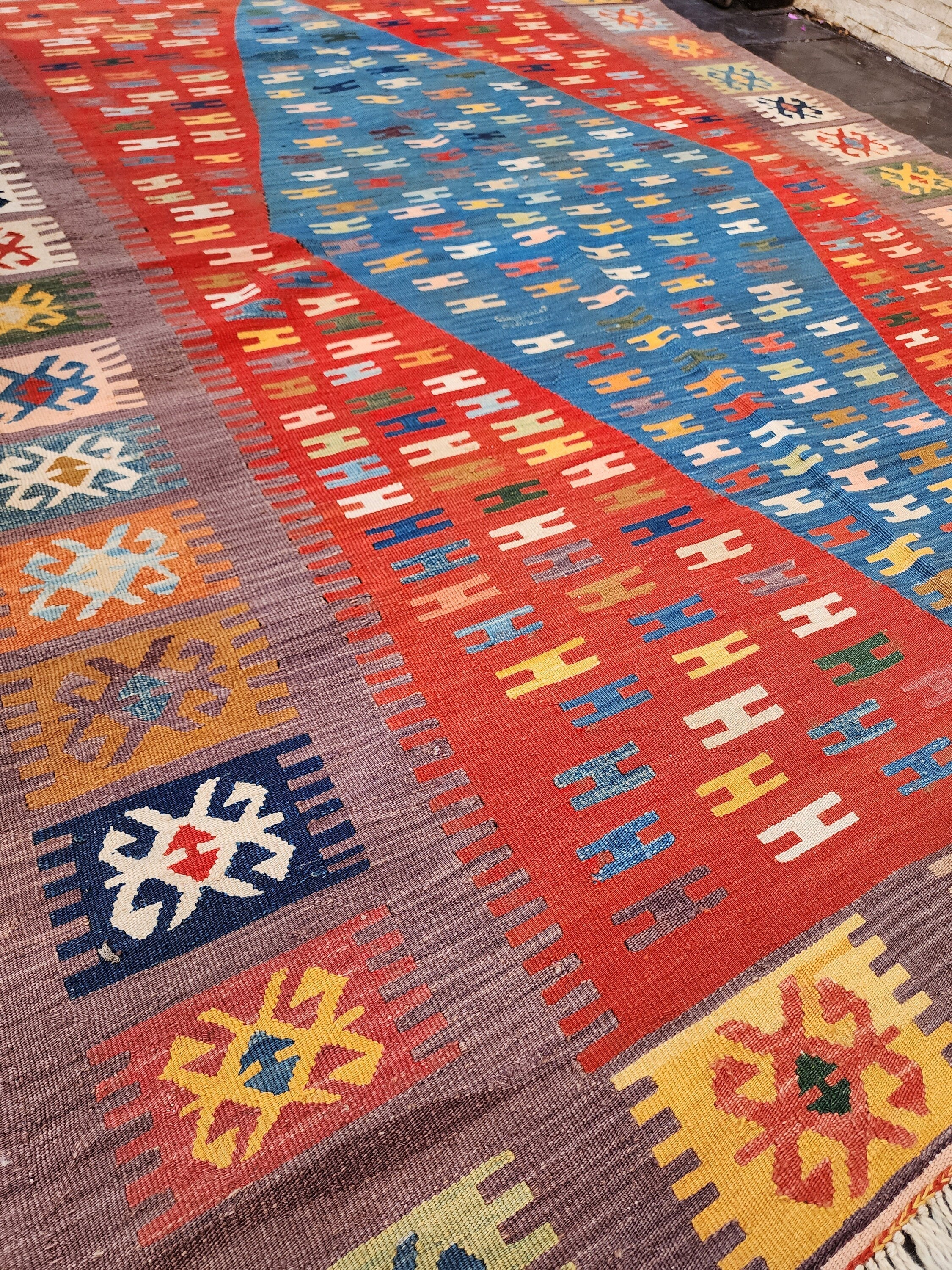 Vintage Decor Persian Area Kilim Living Room, Moroccan Style Handwoven Wool Rug, Bohemian Decor Rustic Rug, Colorful Turkish Rug 6'5'x4'9'ft