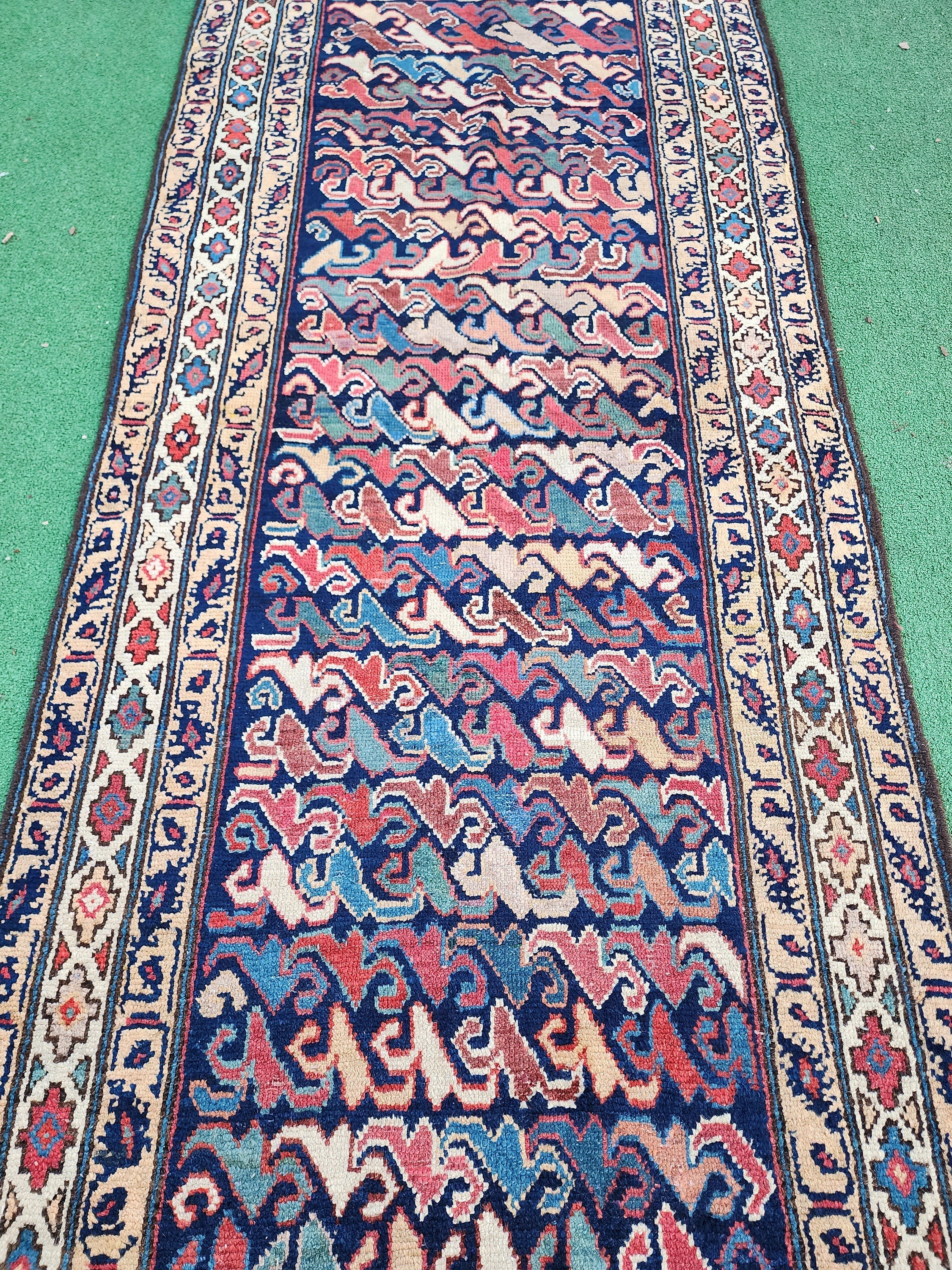 antique Persian Wool Runner Rug — detail texture