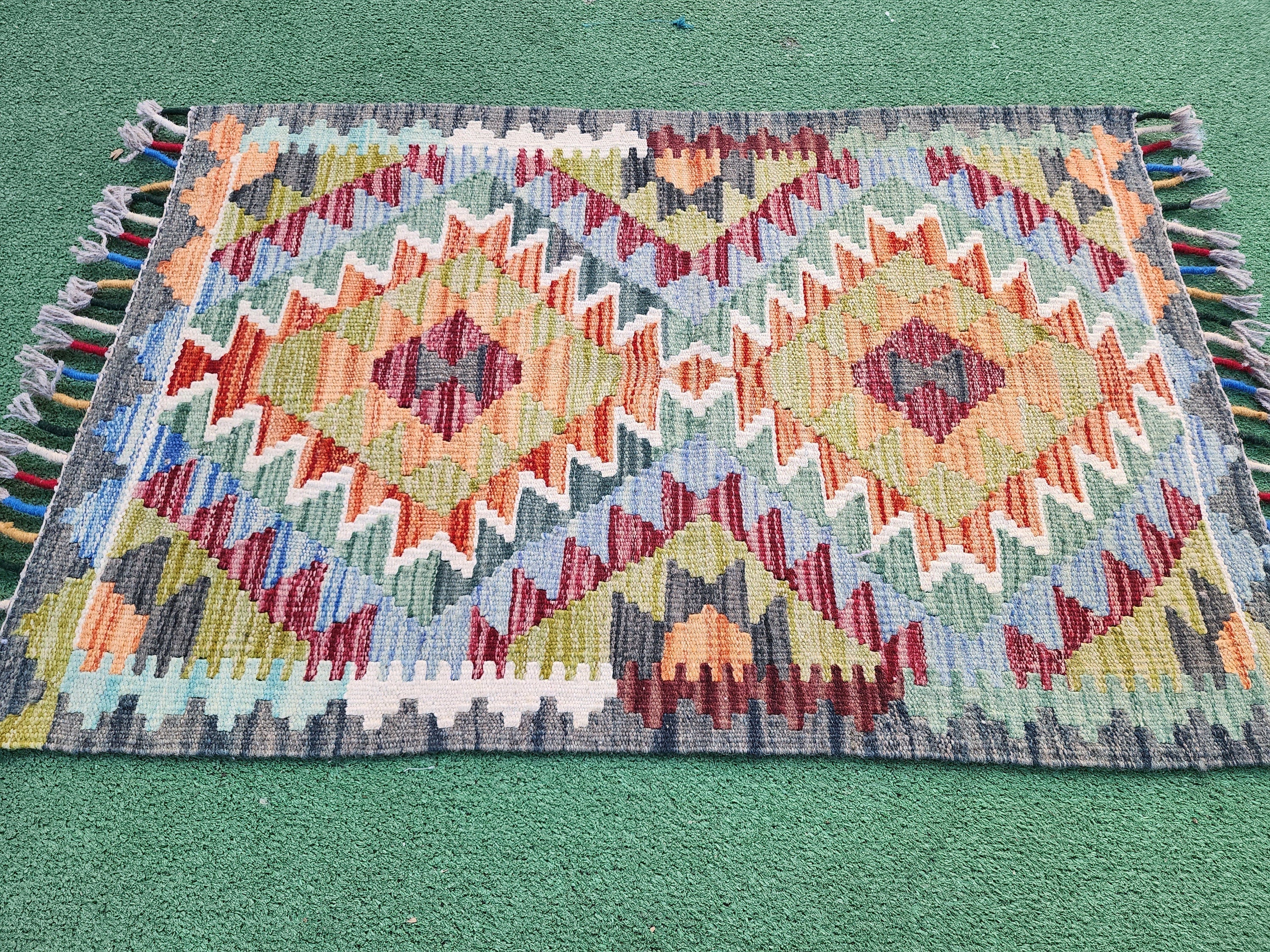 vintage Afghan Wool Small Rug — in setting