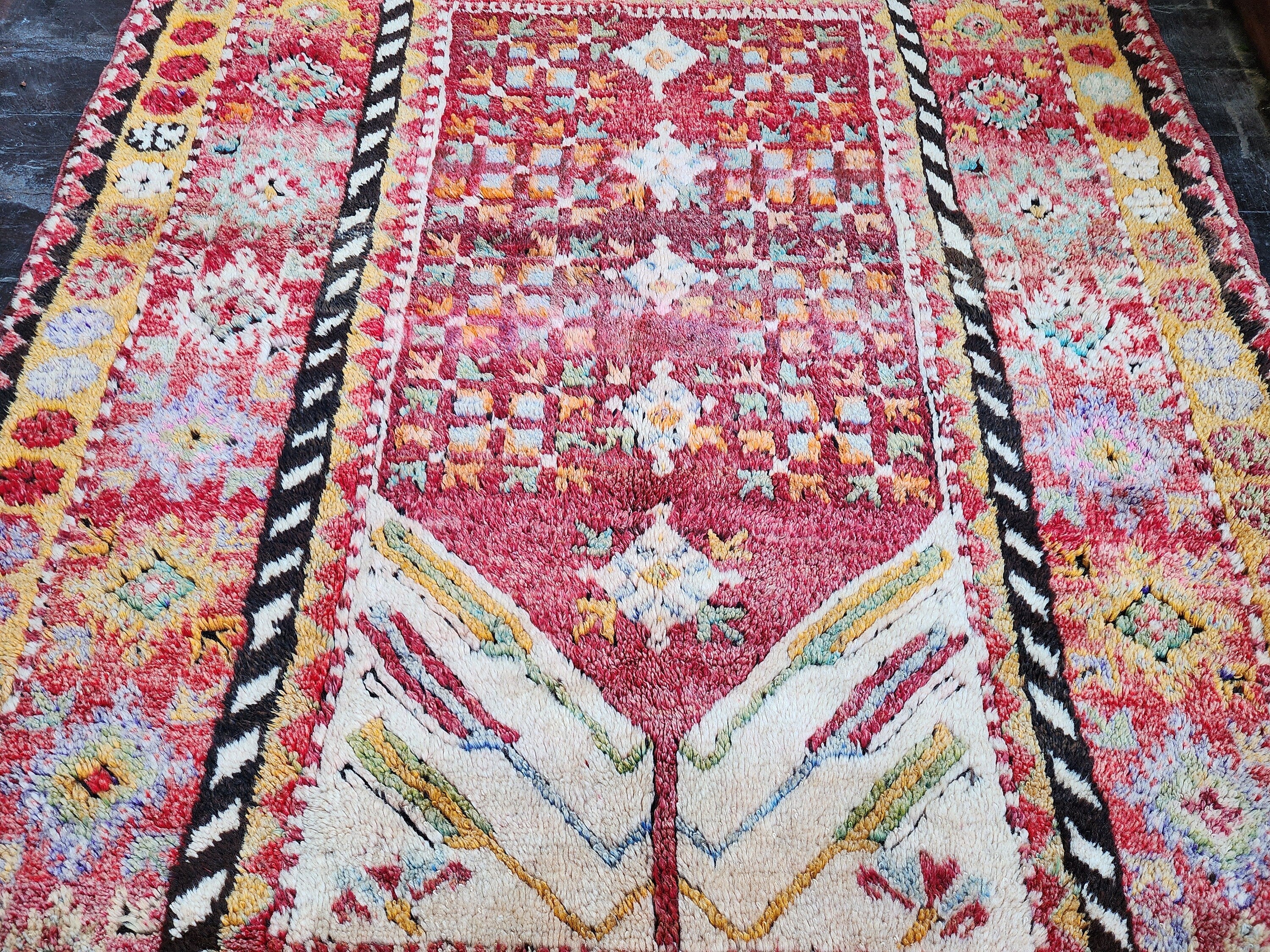 antique Konya Wool Runner Rug — corner detail