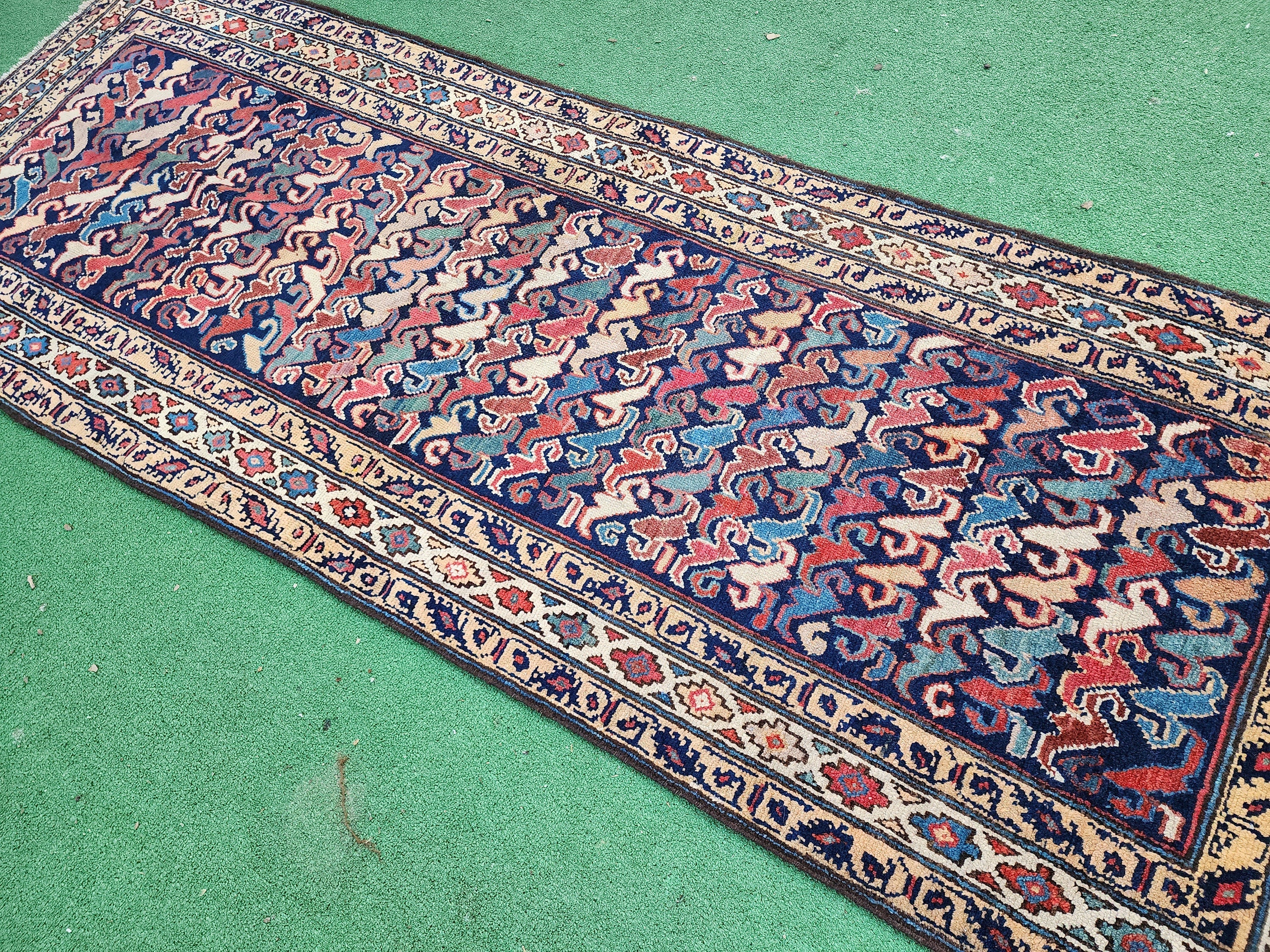 antique Persian Wool Runner Rug — back view