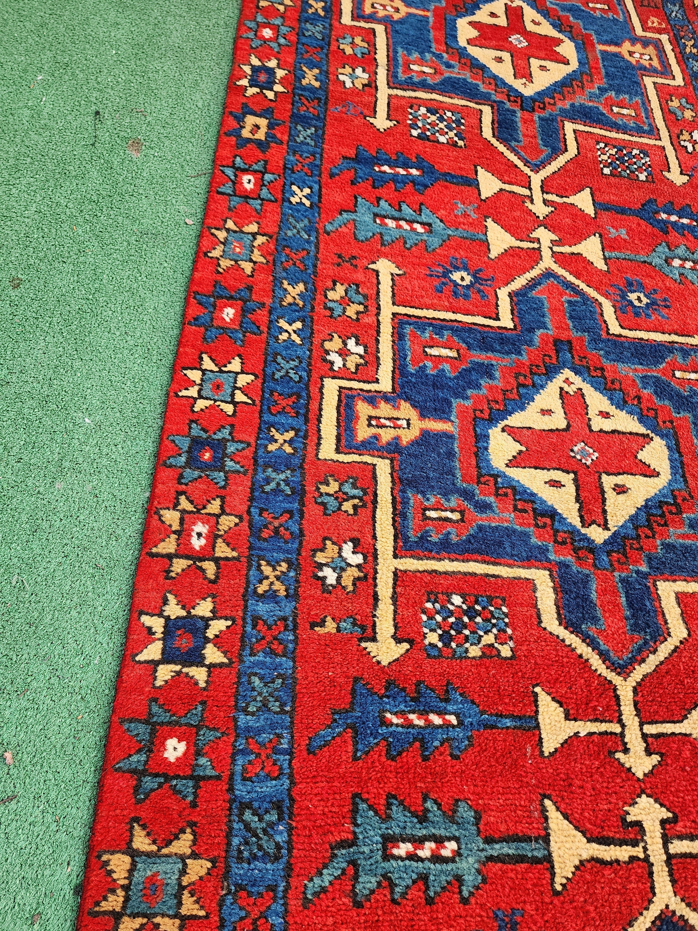 antique Persian Wool Runner Rug — pattern close-up