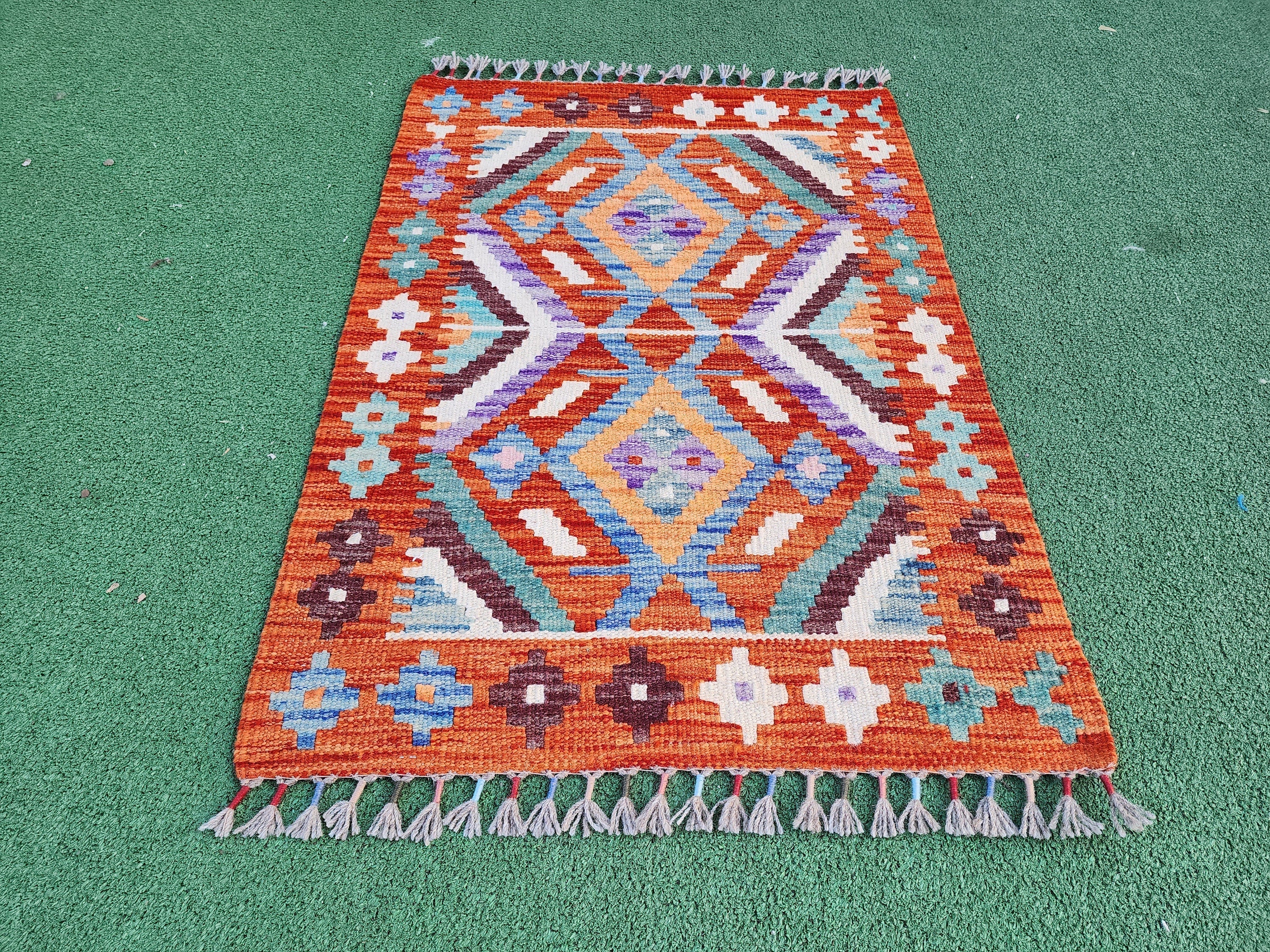 Cyane — Vintage Afghan Wool Small Rug