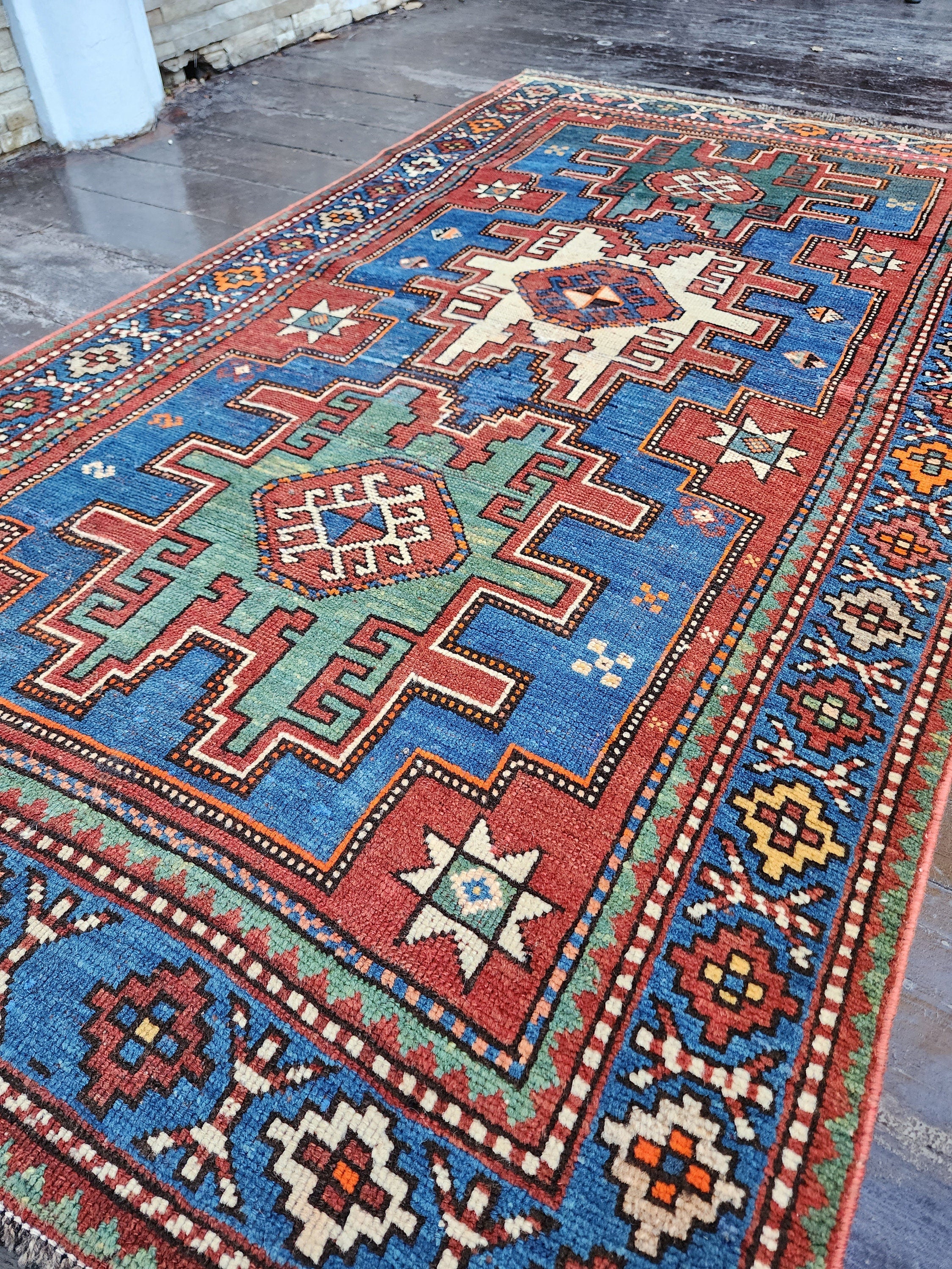 antique Anatolian Wool Small Rug — back view