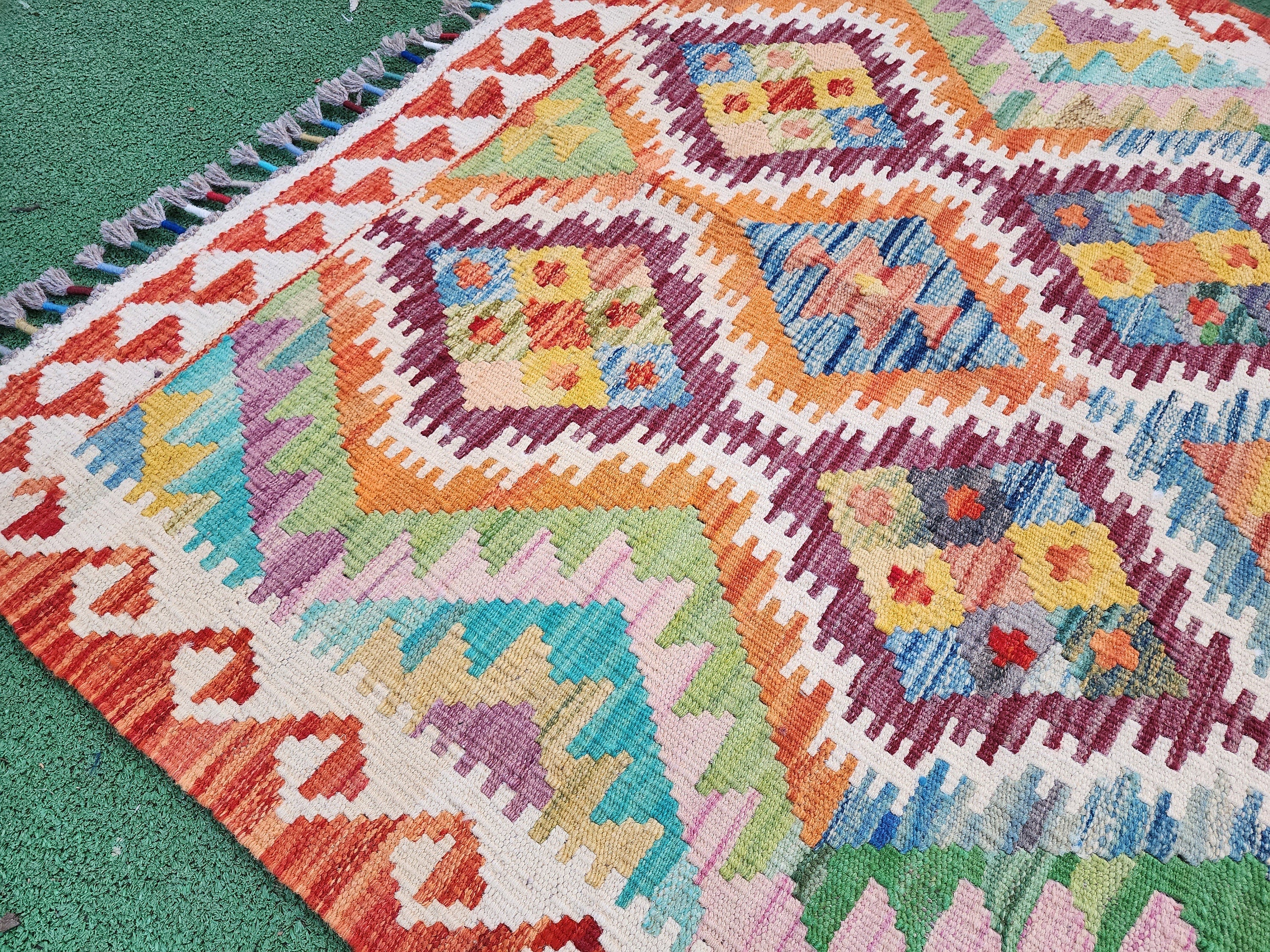 vintage Afghan Wool Small Rug — in setting