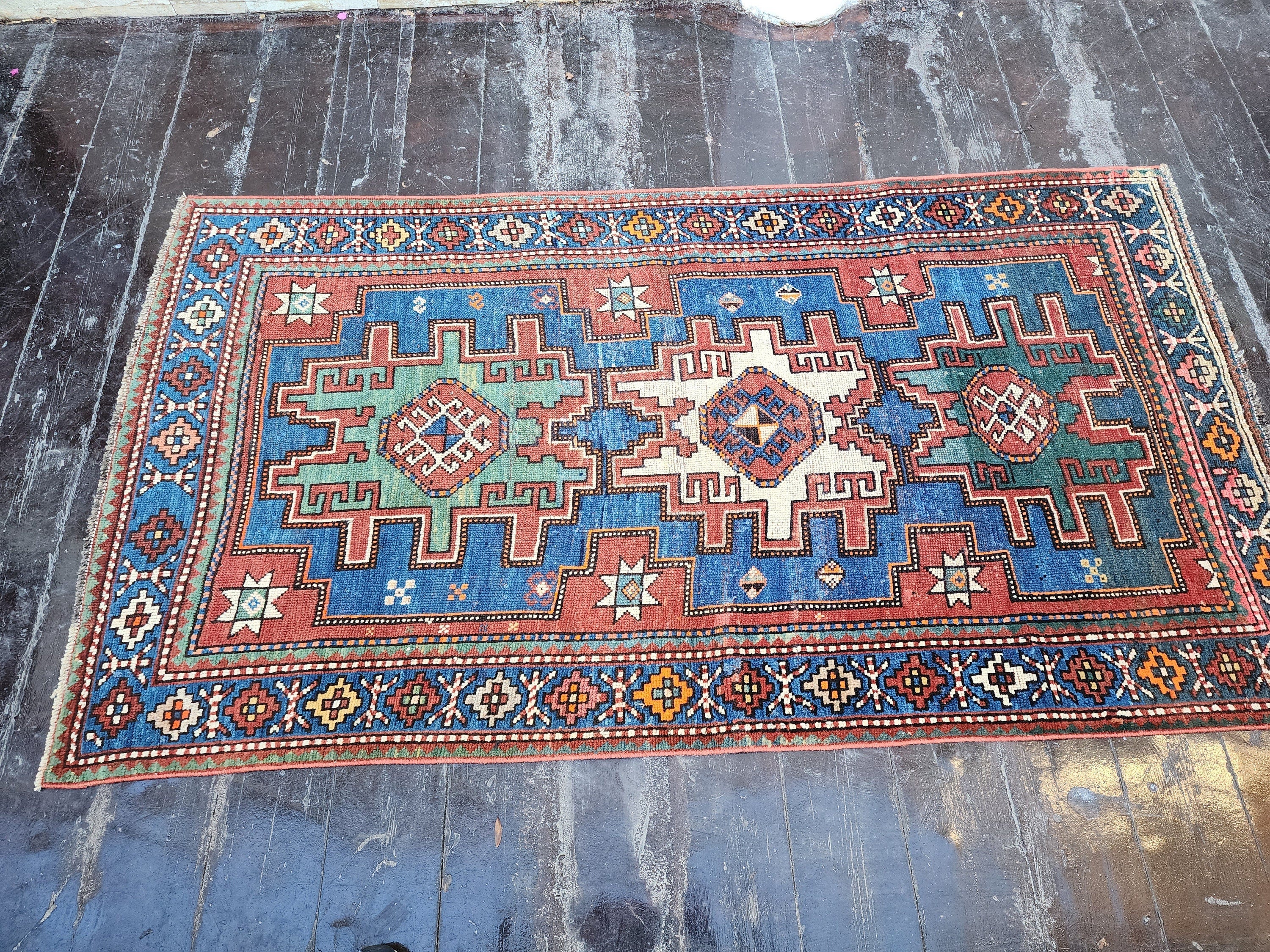 antique Anatolian Wool Small Rug — in setting
