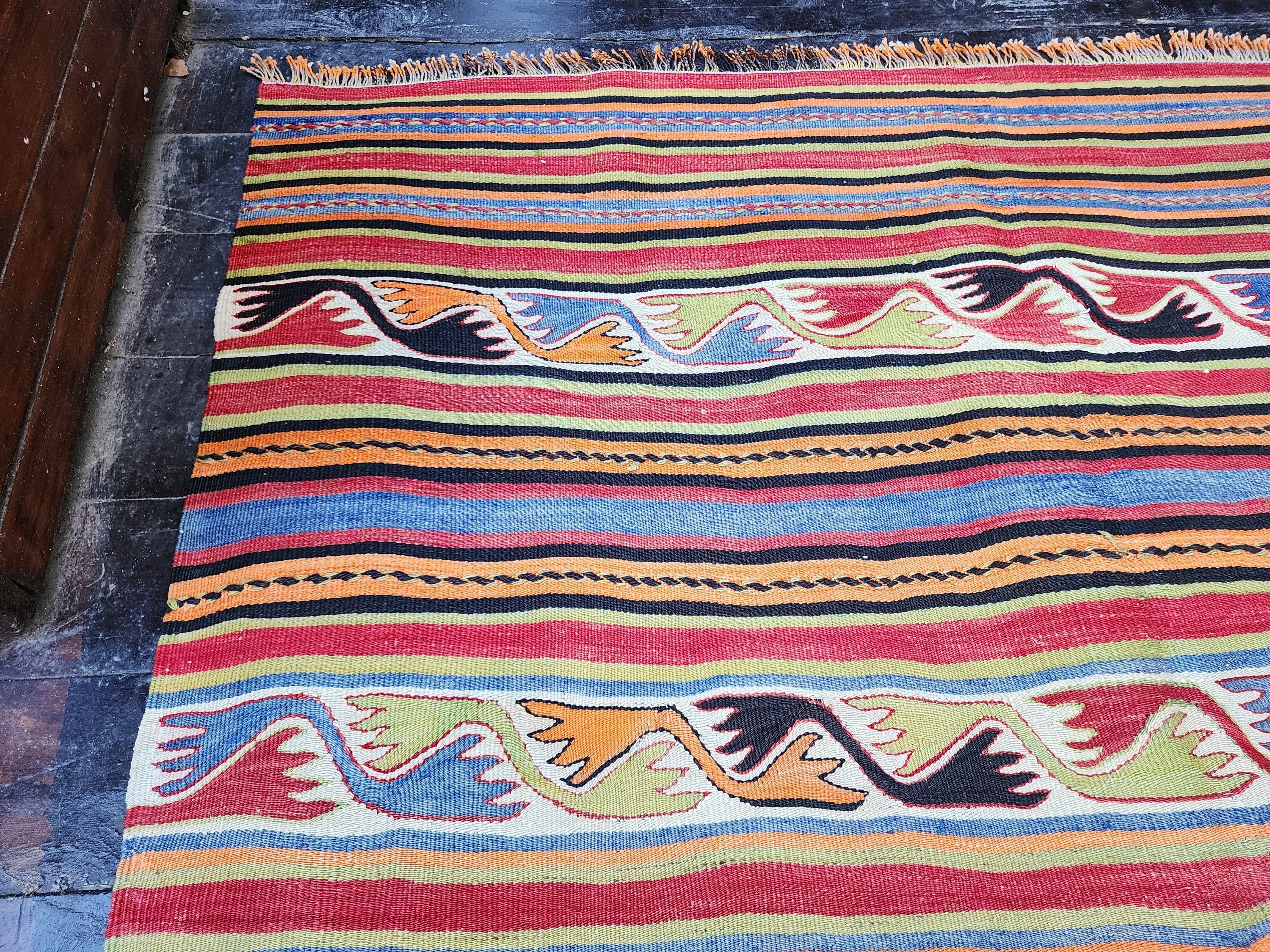 vintage Konya Wool Area Rug — pattern close-up